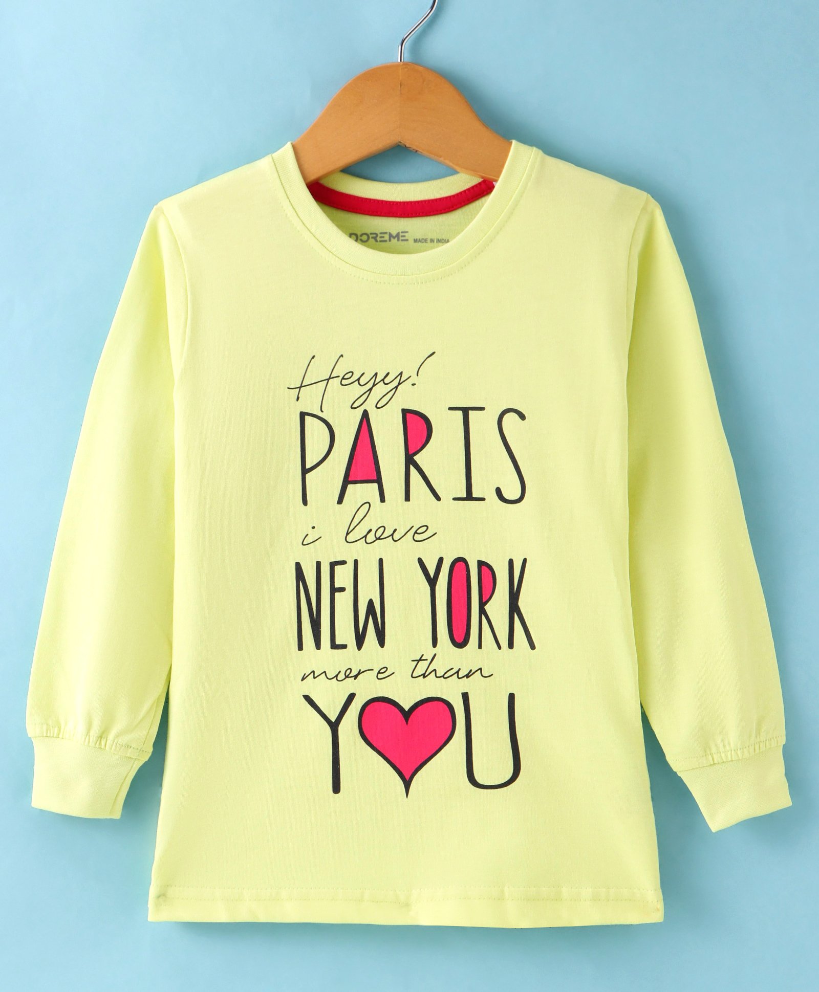 Doreme Single Jersey Full Sleeves T-Shirt with Text Print - Lime Green-image-30