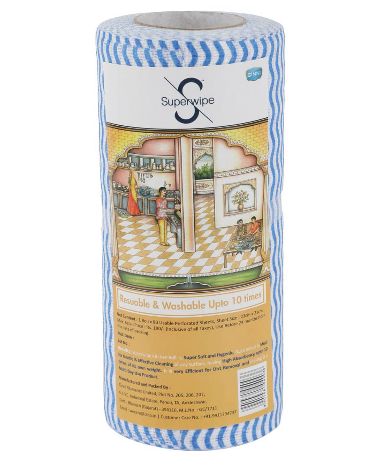 Superwipe Premium Printed Kitchen Swipe Rolls Kitchen Tissue Roll Reusable & Washable Multi-Purpose Household Sheets - 80 Pulls per Roll (Pack of 1)-image-21