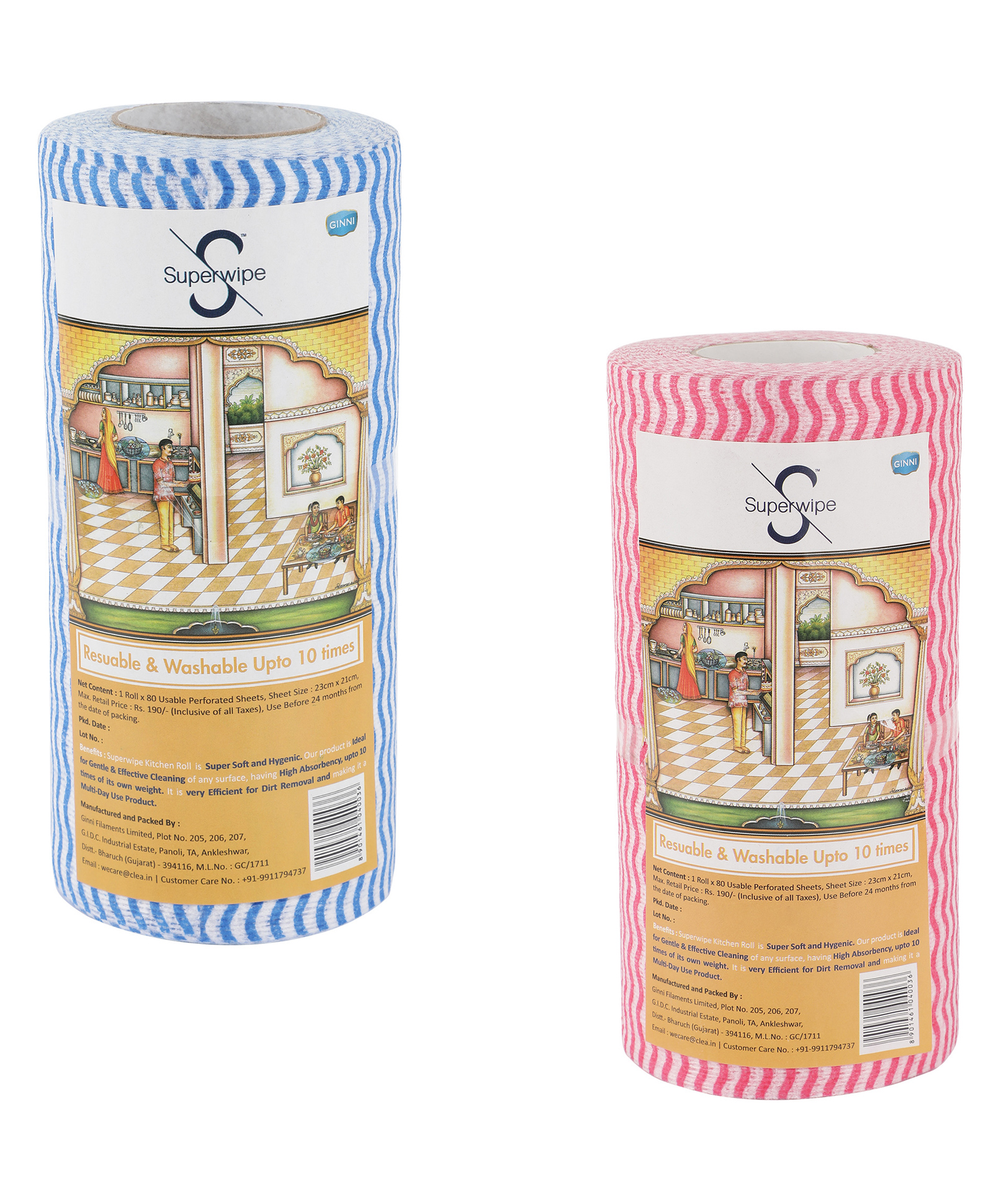 Superwipe Premium Printed Kitchen Swipe Rolls Kitchen Tissue Roll Reusable & Washable Multi-Purpose Household Sheets - 80 Pulls per Roll (Pack of 2)-image-22