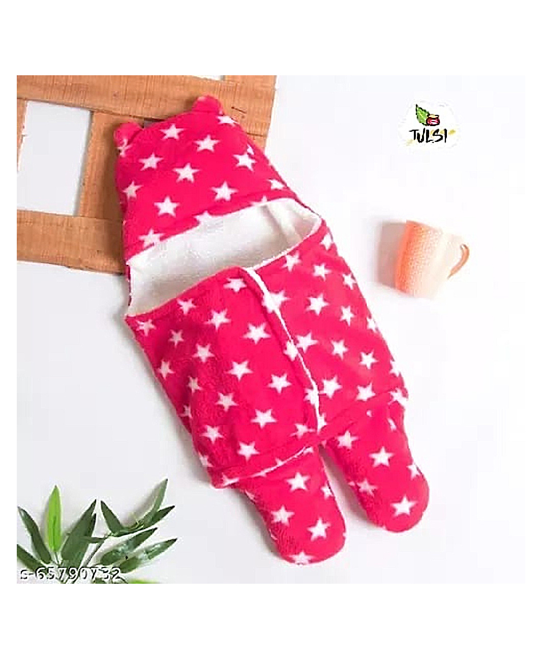 JARS Collections Baby Baby Blankets New Born Combo Pack of Hooded Wrapper Sleeping Bag and Baby Bath Towel for Babies-Pink-image-4