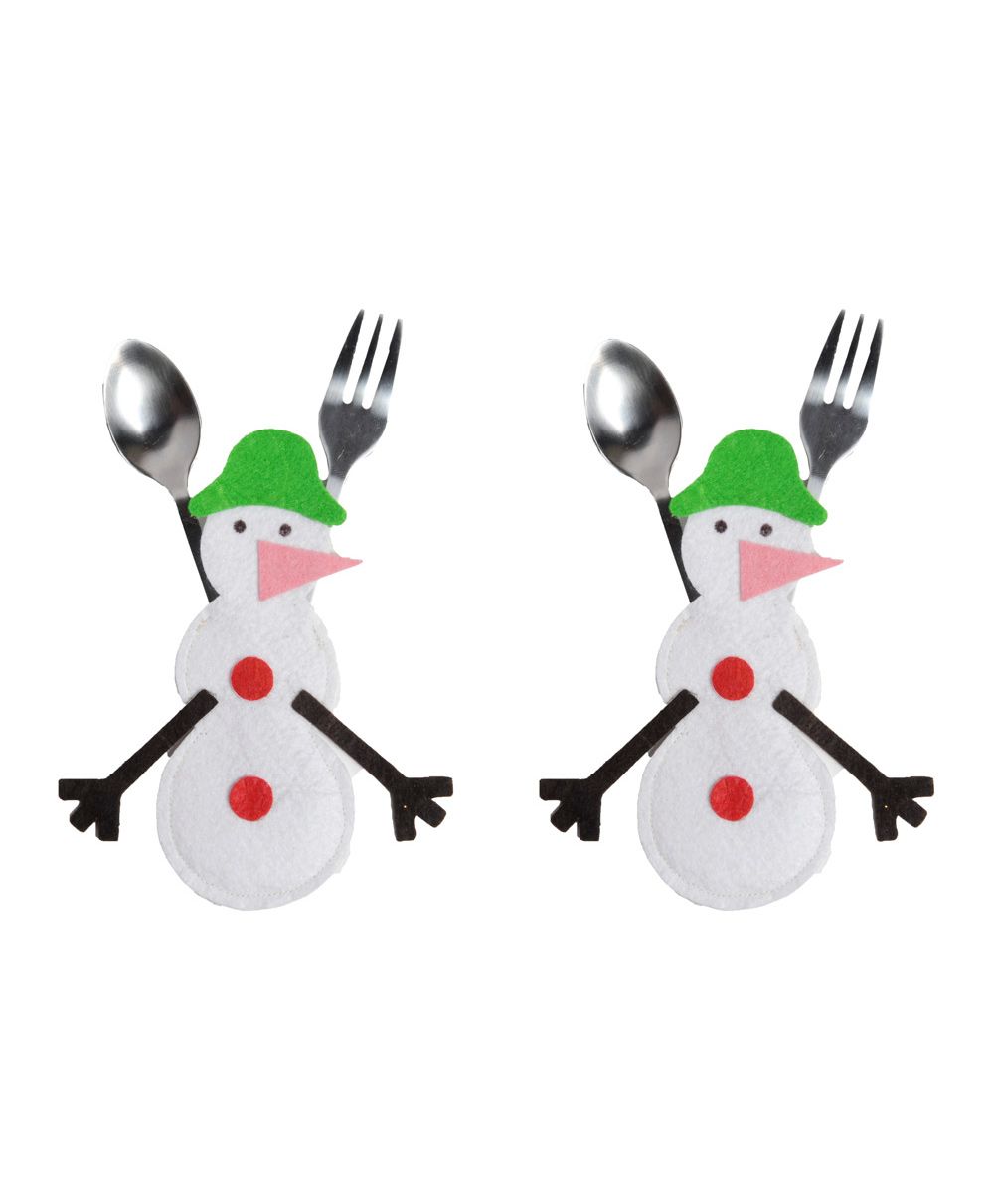 Li'll Pumpkins Snowman Cutlery Pocket - White-picture-11
