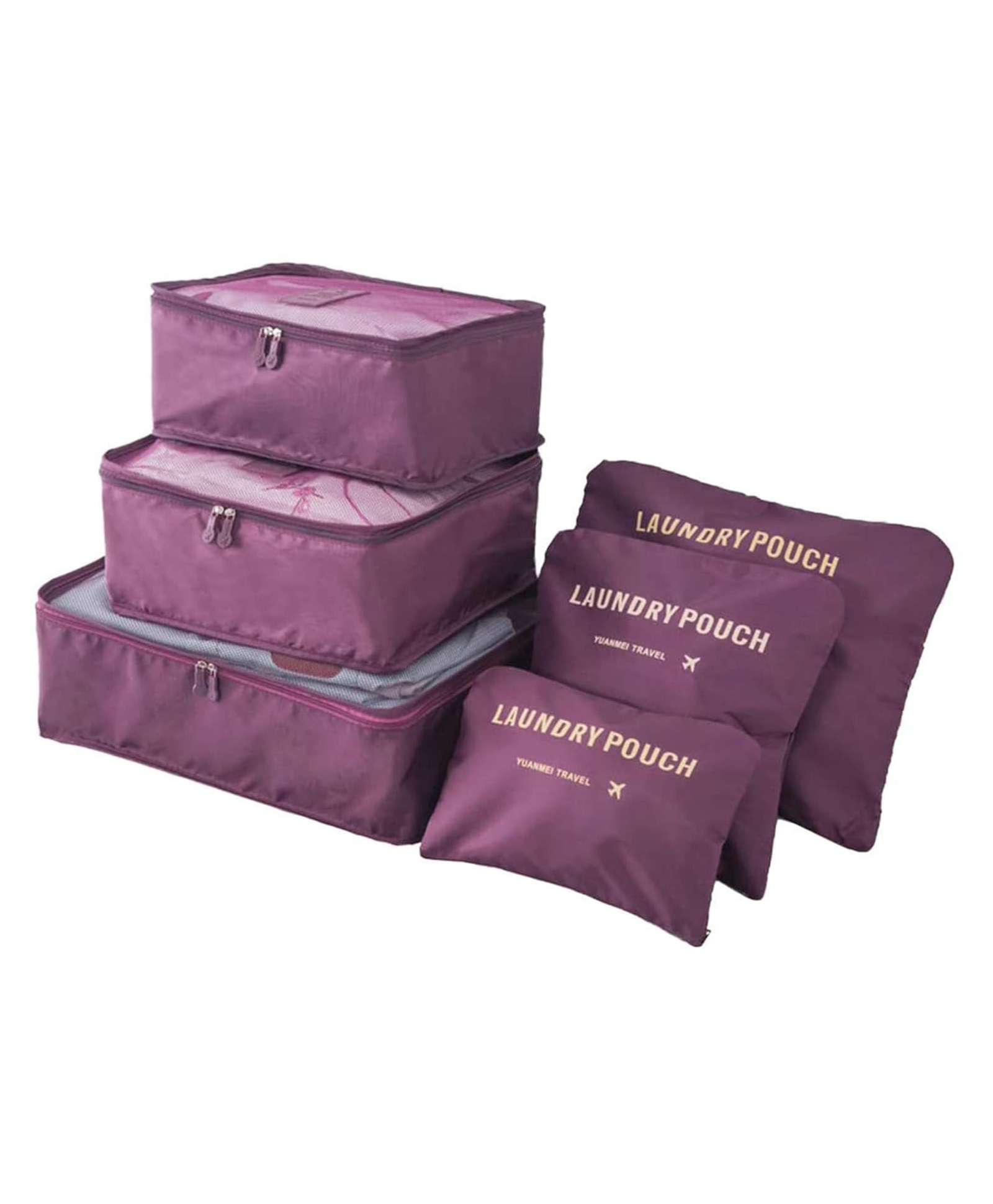 House of Quirk Travel Storage Clothes Packing Cubes Space Savers Bags Cosmetic Shoes Organizer Pouch (Pack of 6 Maroon) Polyester-image-7