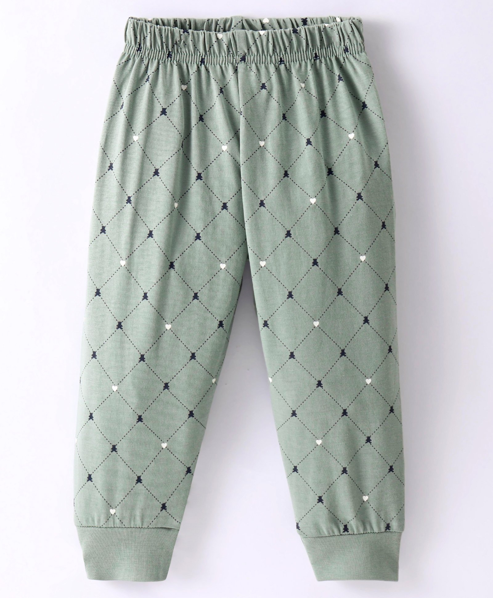 Ollypop Sinker Full Length Lounge Pant with Heart Print - Green-picture-12