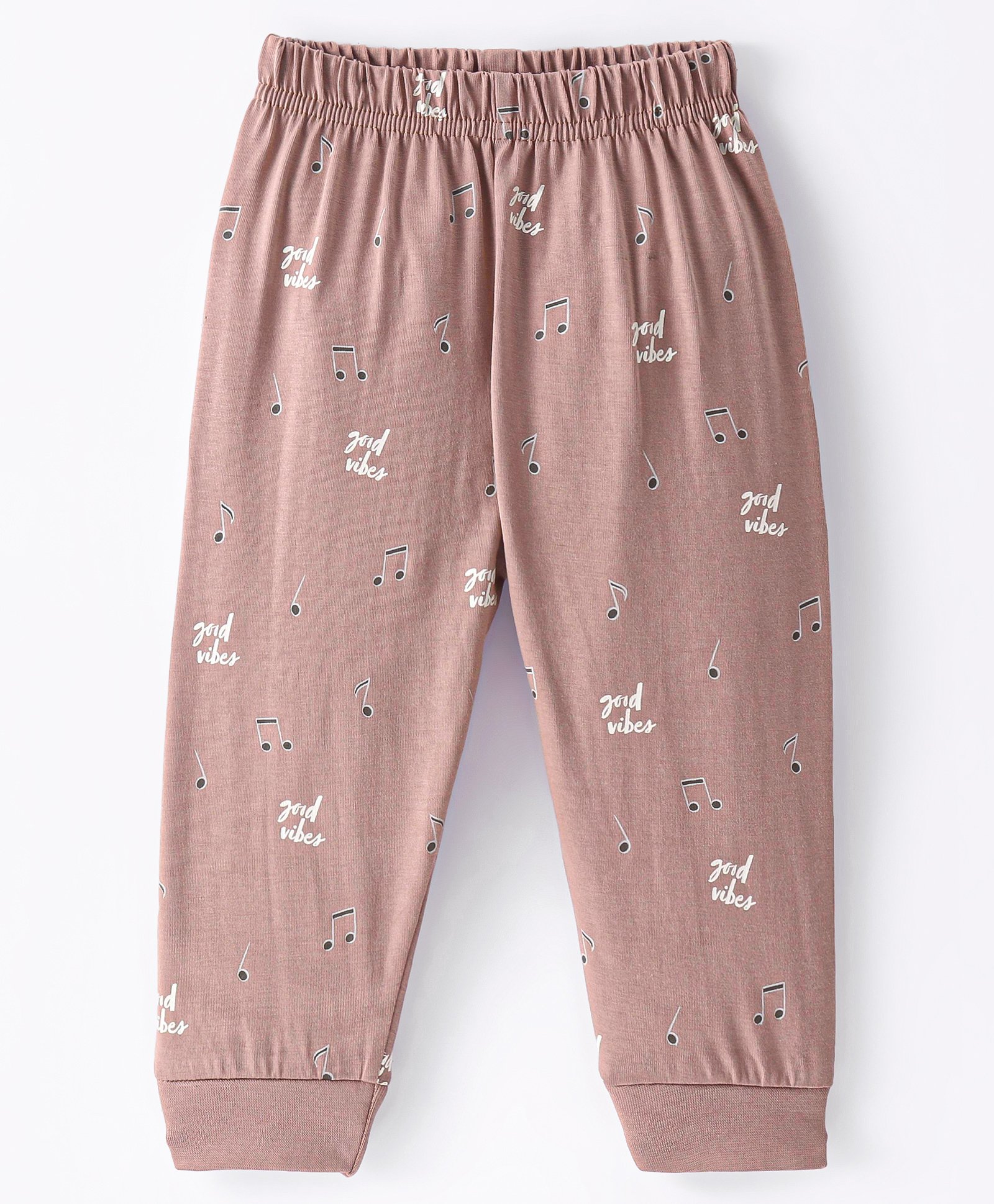 Ollypop Sinker Full Length Lounge Pant with Text Print - Camel-picture-15