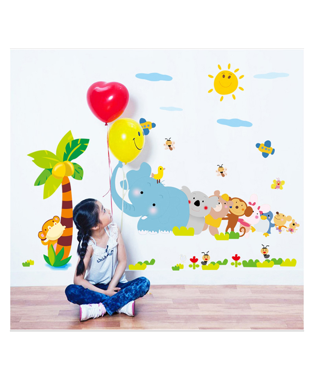 Jaamso Royals Multicolor Cute Animals Self Adhesive Kids Room Decor Wall Sticker-image-20