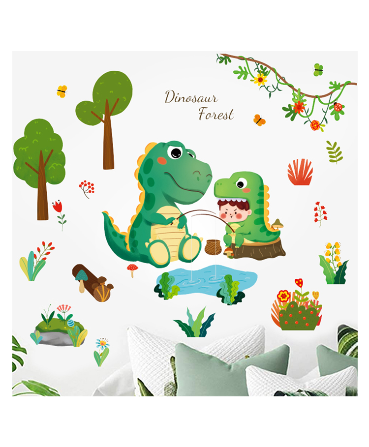 Jaamso Royals Green Plant with Zebra Kids Room Decor Wall Sticker-image-21