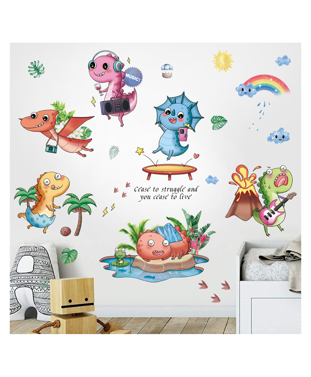 Jaamso Royals Animals With Musical Instruments Kids Room Decor Wall Sticker-picture-18