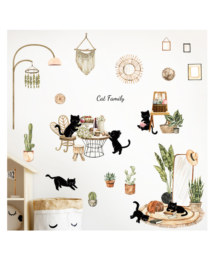 Jaamso Royals Black Cat Family Kids Room Decor Wall Sticker-picture-42