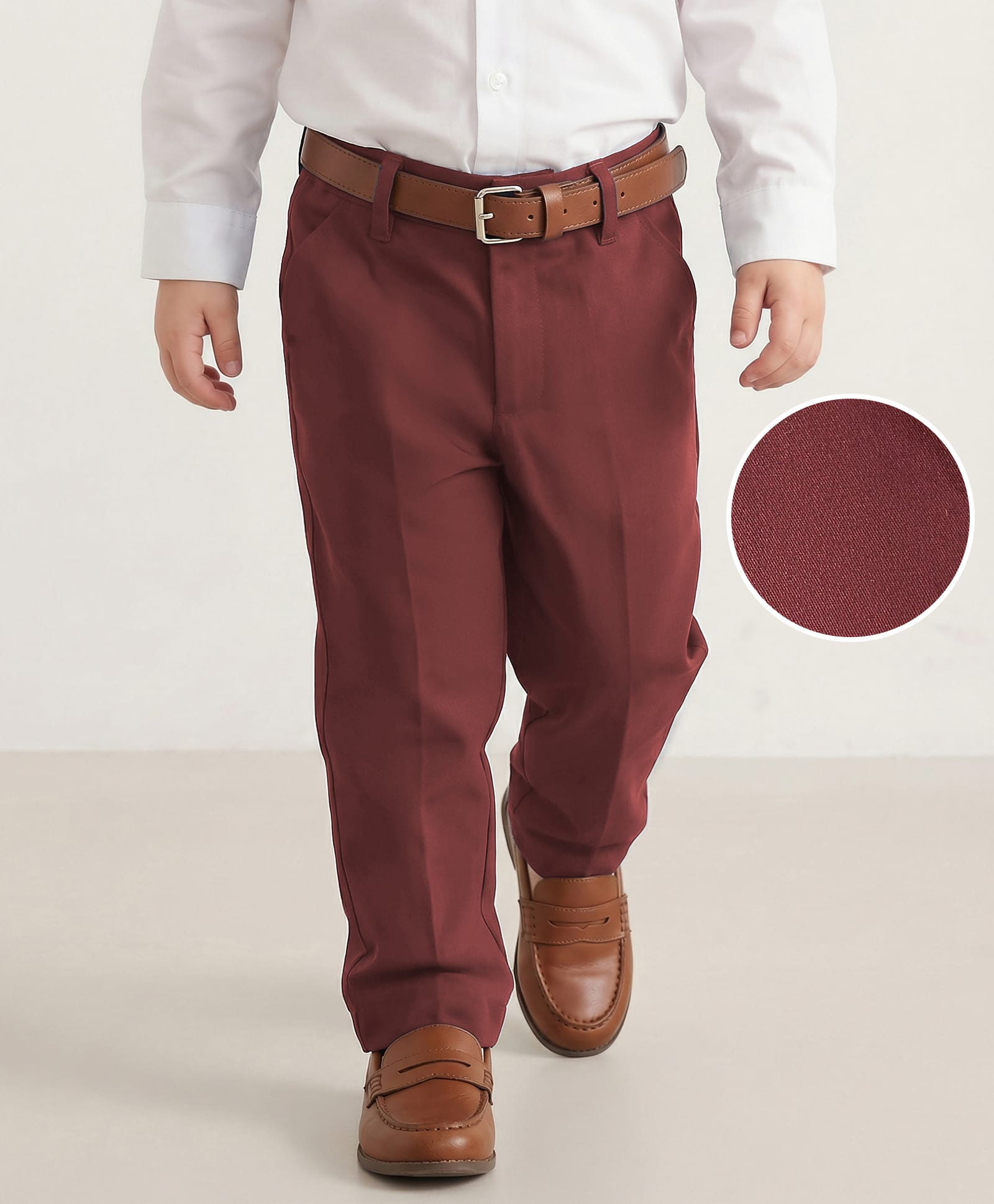 Mark & Mia Woven Full Length Solid Colour Party Trouser - Maroon-picture-11