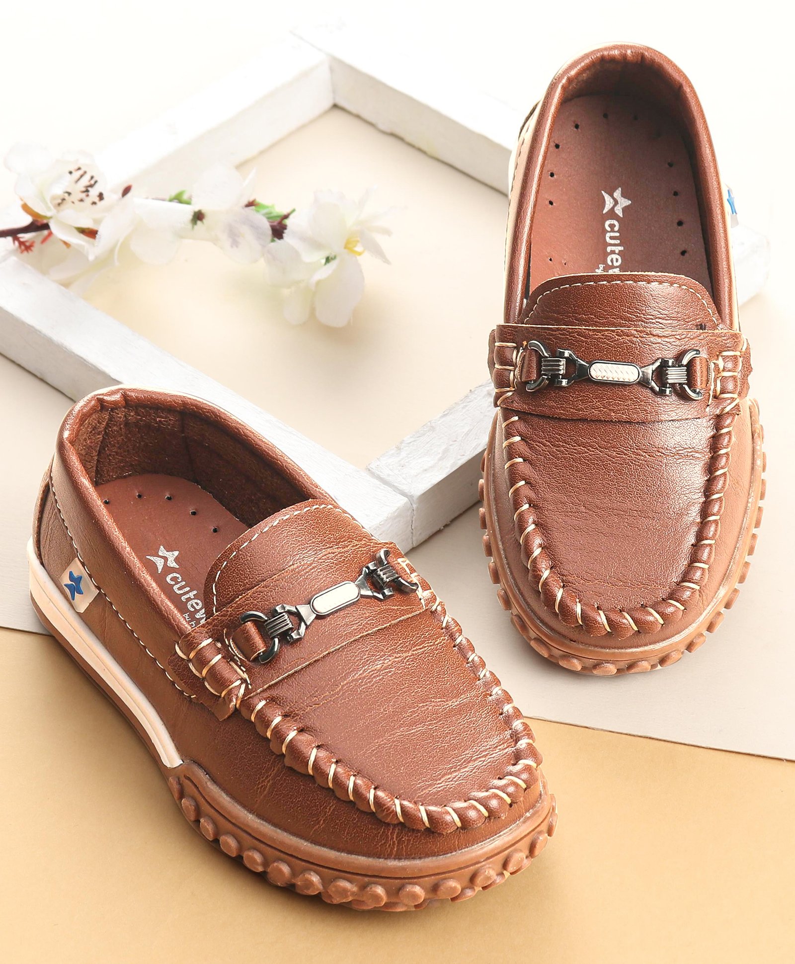 Cute Walk by Babyhug Slip On Formal & Party Wear Shoes with Metal Applique - Brown-picture-11