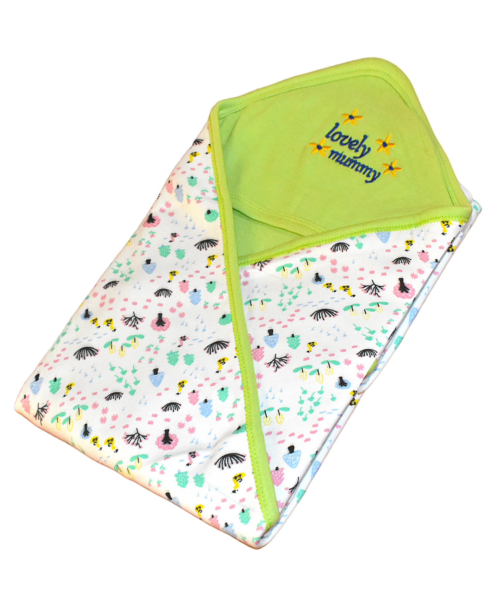 VParents cotton New Born Baby Hooded Wrapper Blanket, sigle layer 0-12 Months -Assorted design deo-picture-26