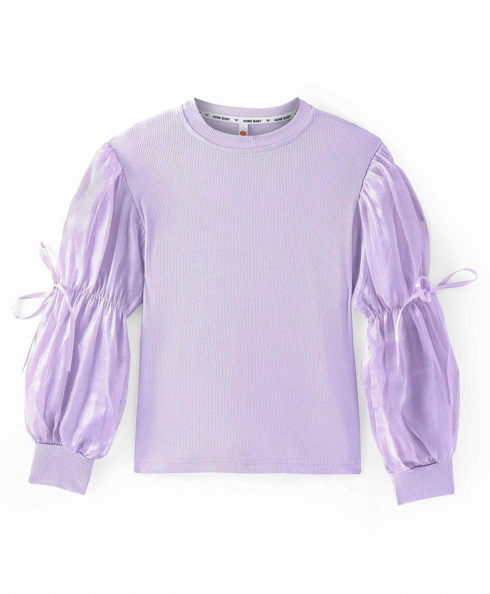Kookie Kids Full Peasent Sleeves Top - Lilac-image-20