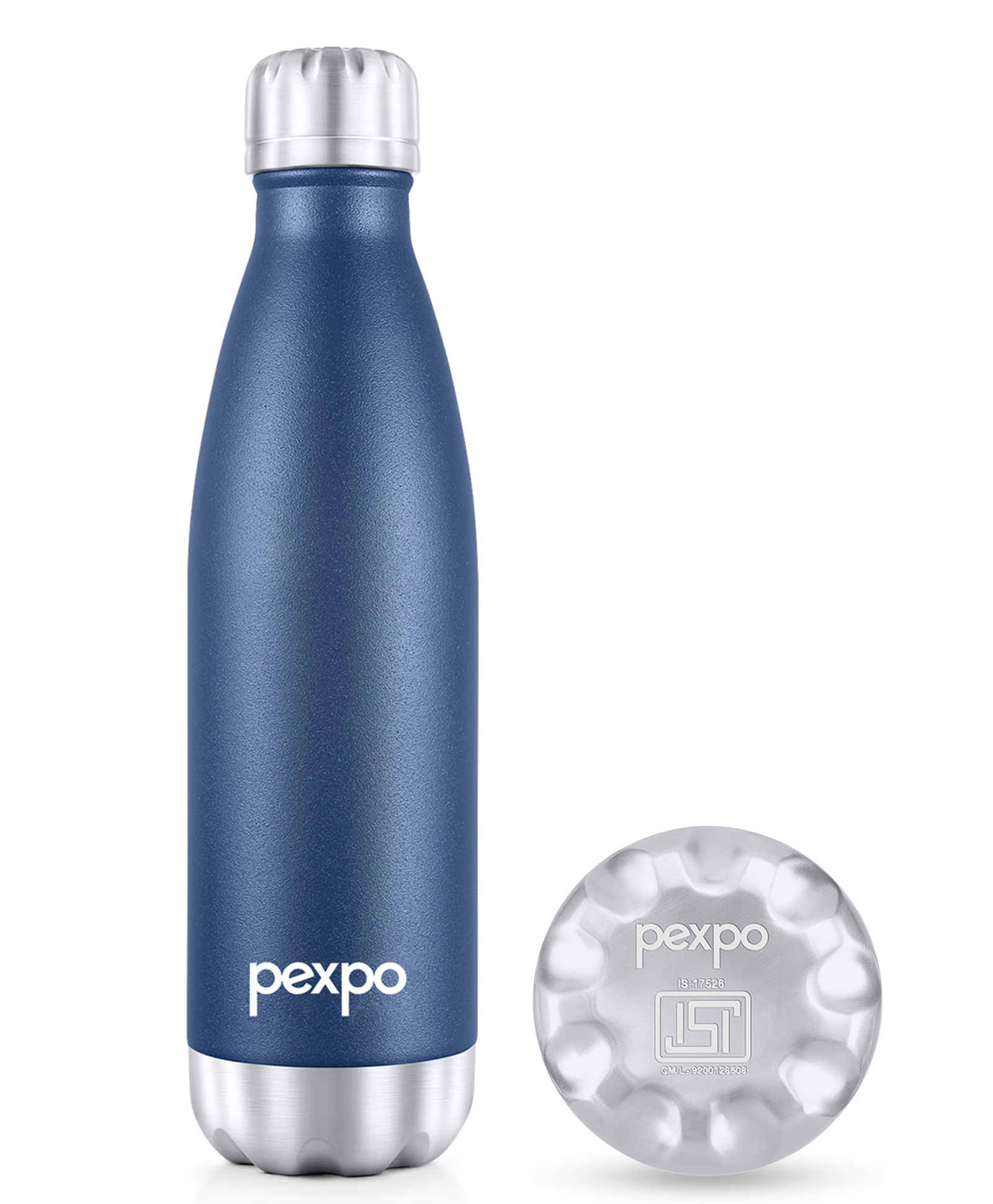 PEXPO Electro 24 Hrs Hot & Cold ISI Certified Flask | Stainless Steel Water Bottle - 500ml Denim Blue | Thermoflask | Office Bottle | Workout | Travelling | Home | Adults & Kids-image-43