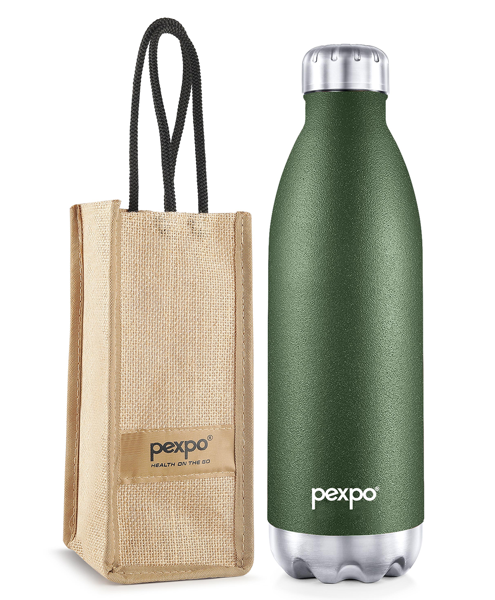 go24 PEXPO Electro 24 Hrs Hot & Cold Vacuum Flask with Jute Bag | Stainless Steel Water Bottle - 1800ml Military Green | Thermoflask | Office Bottle | Workout | Travelling | Home-picture-18