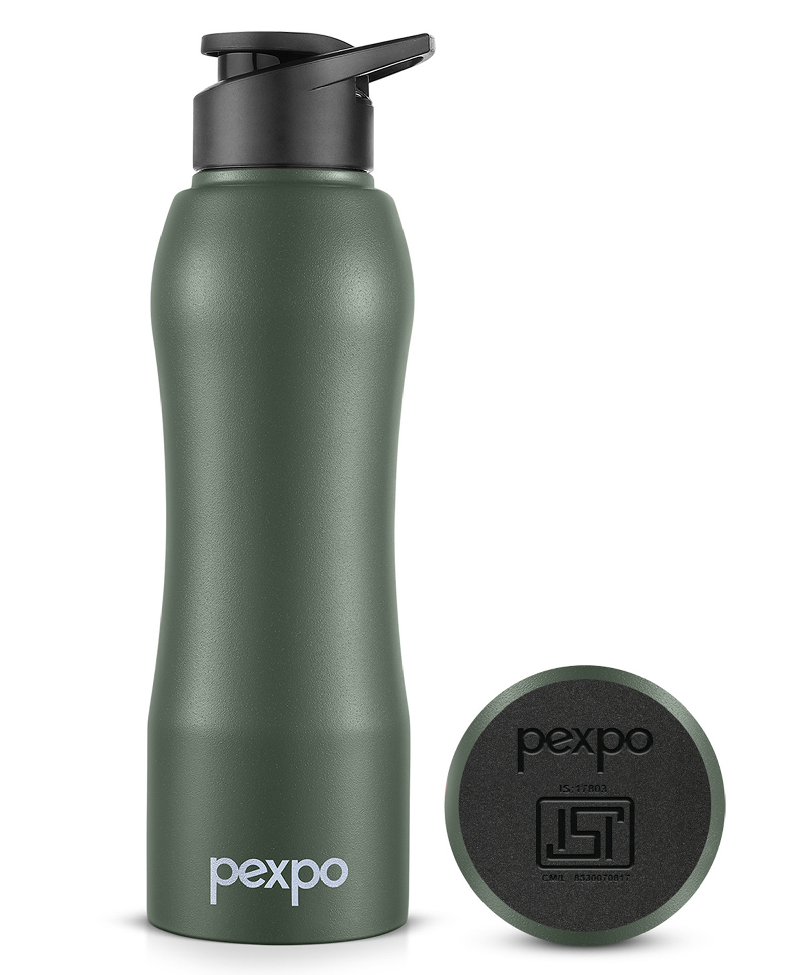 go24 Pexpo Bistro Stainless Steel Fridge Cooling/Sports Sipper Water Bottle 1 Litre, Military Green|Single Walled|Easy Grip | Home, Office, Gym, School, Yoga, Trekking, Men, Women & Kids-picture-18