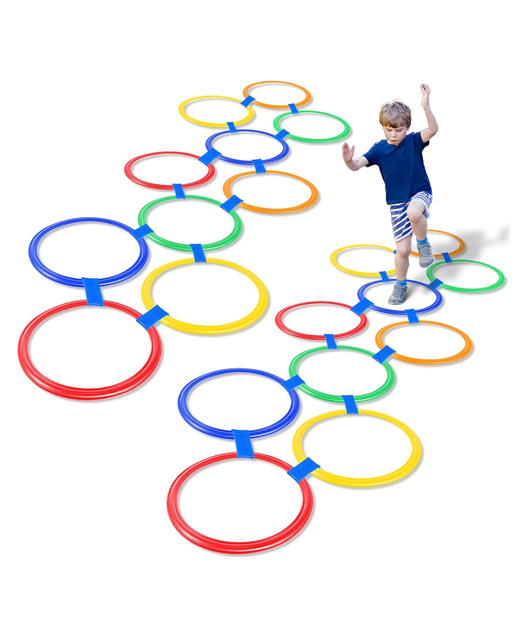 SVE Hopscotch Ring Game-14 Multi-Colored Plastic Rings and 18 Connectors for Indoor or Outdoor Use-Fun Creative Play Set for Kids-image-16