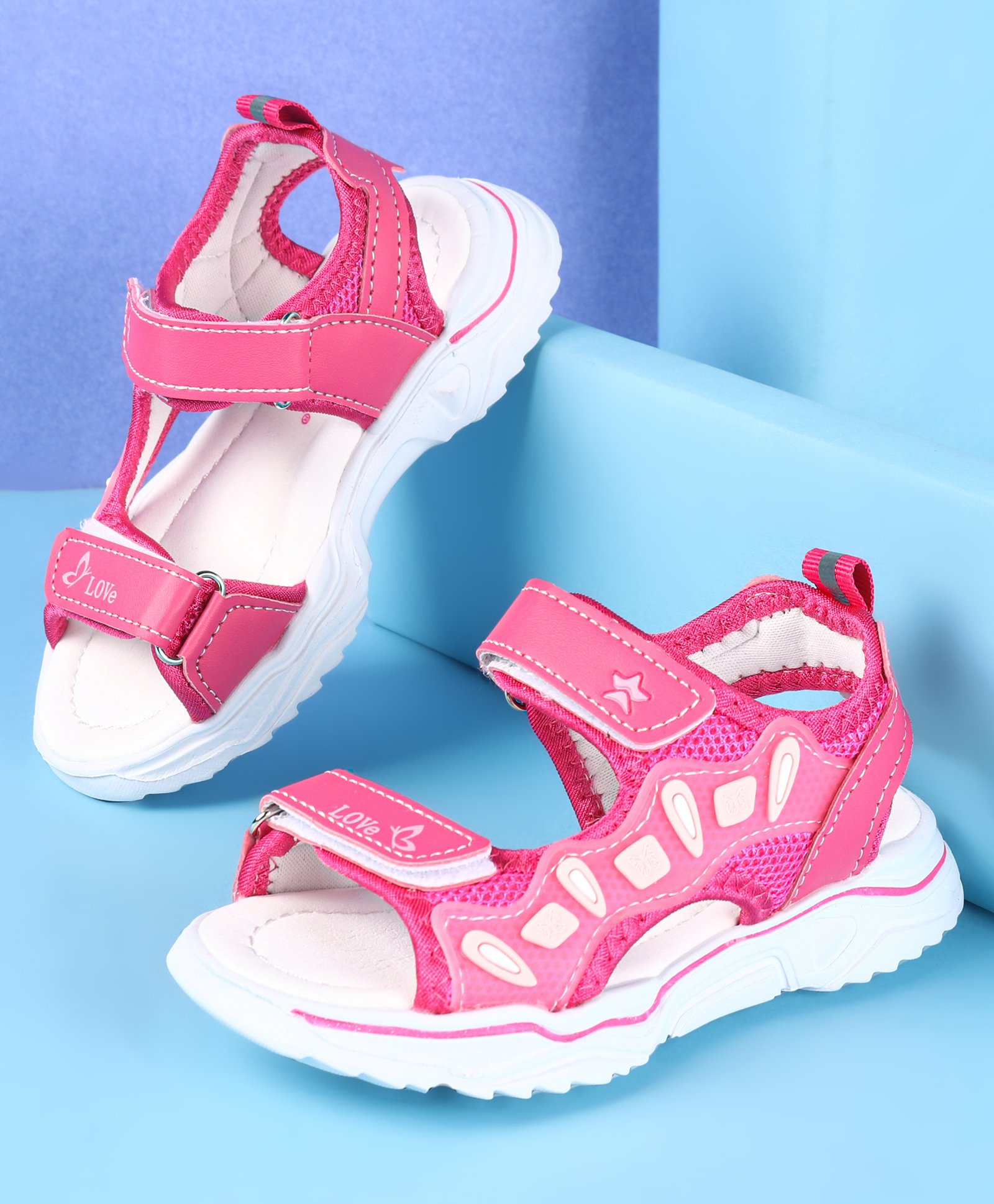 Cute Walk by Babyhug Slip On Sandals with Velcro Closure - Fuchsia-image-2
