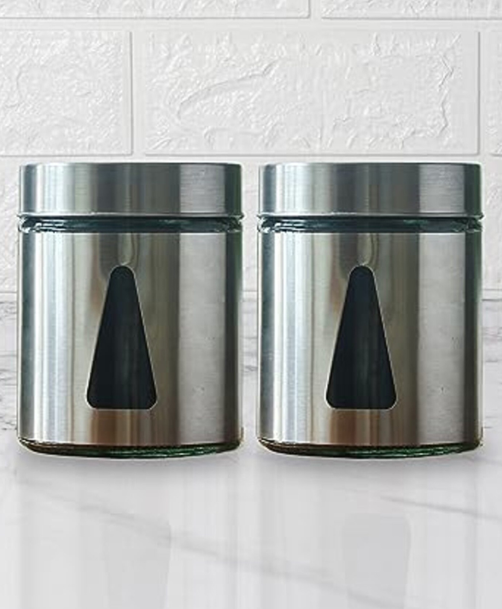 Femora Steel Jar for Kitchen Storage with Triangle Glass Window and Stainless Steel Cover, 700 ml -  Set Of 2-image-9