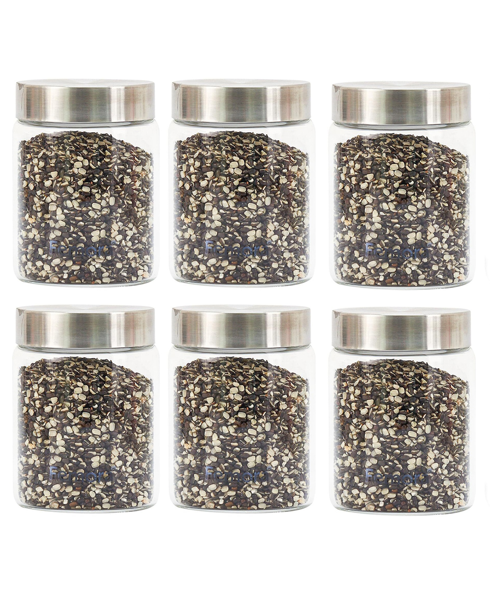Femora Borosilicate Glass Screw Jar With Steel Lid, 350 ML, Set of 6-picture-22