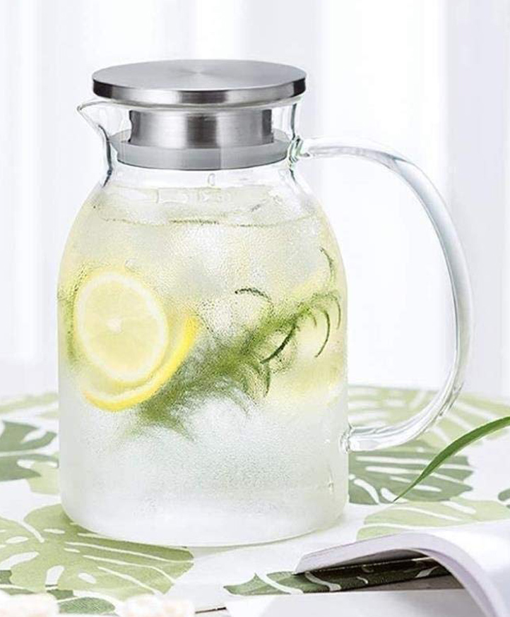 Femora Borosilicate Glass 1.8 LTR Water Jug with Handle, Juice Beverage Carafe with Stainless Steel Lid, 1 Pcs Set-image-10