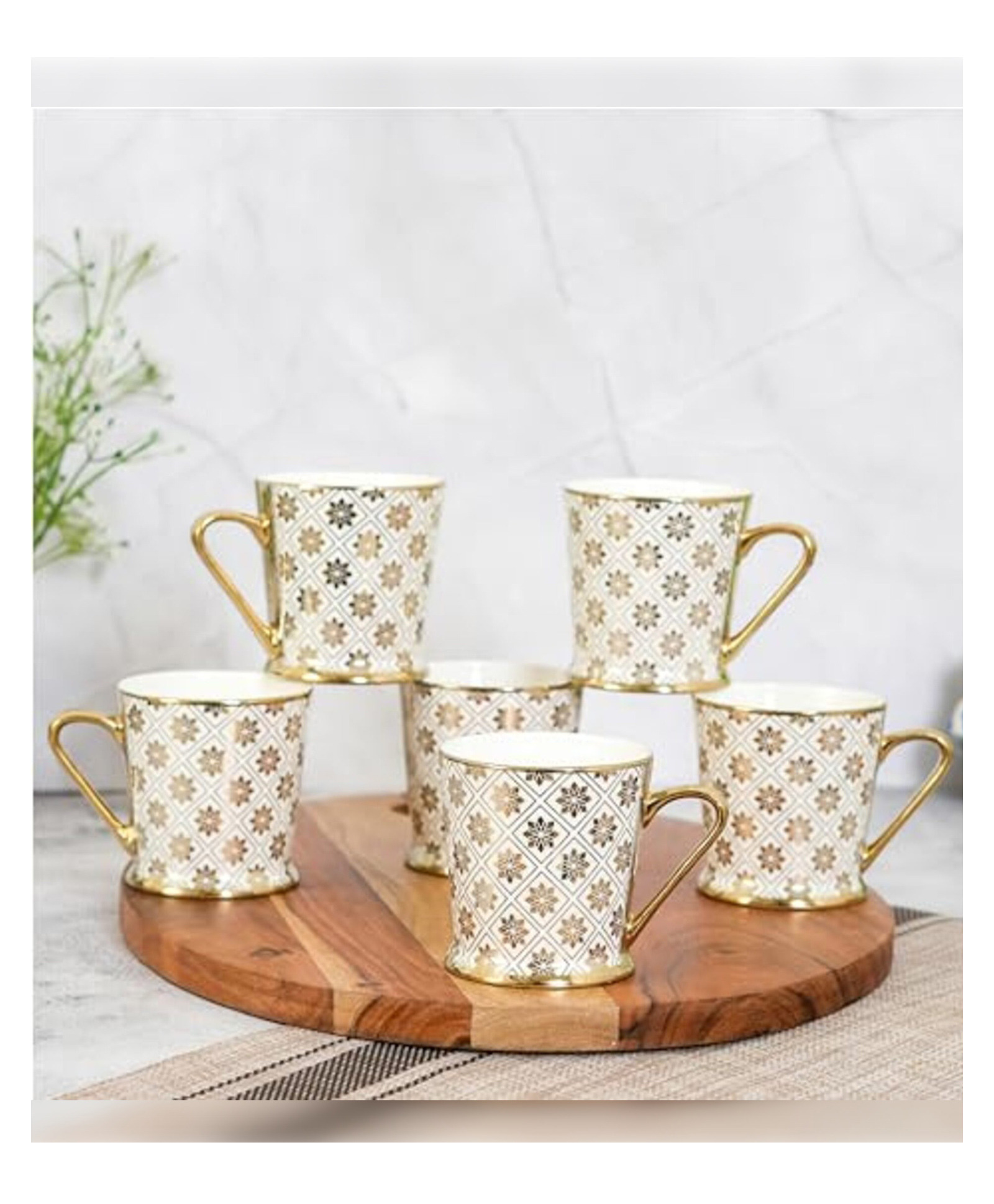 Femora Star Frame Golden Lines Ceramic Tea and Coffee Mugs-image-7