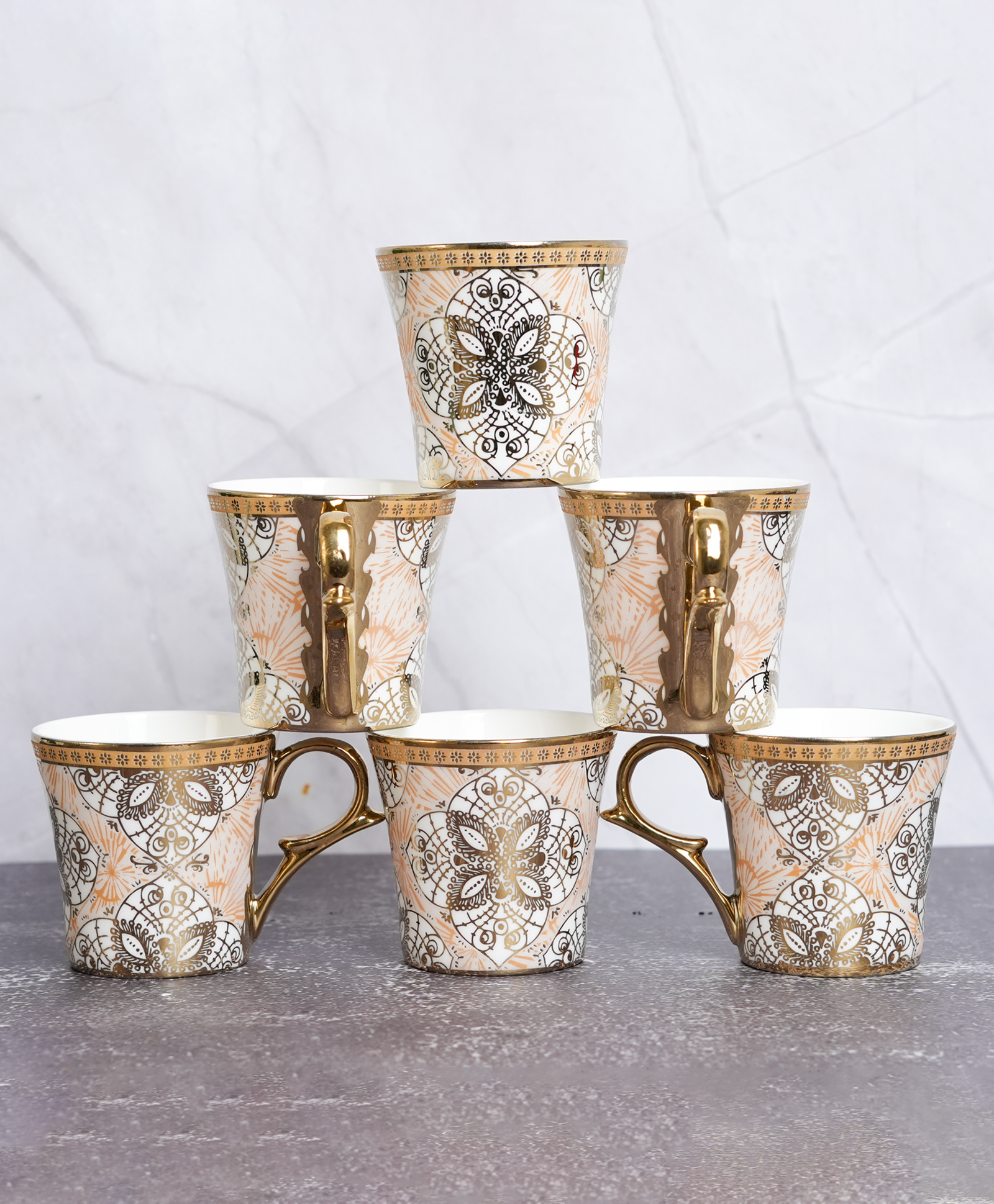 Femora Ethnic Desert Sand Gold Ceramic Tea and Coffee Mugs-picture-37
