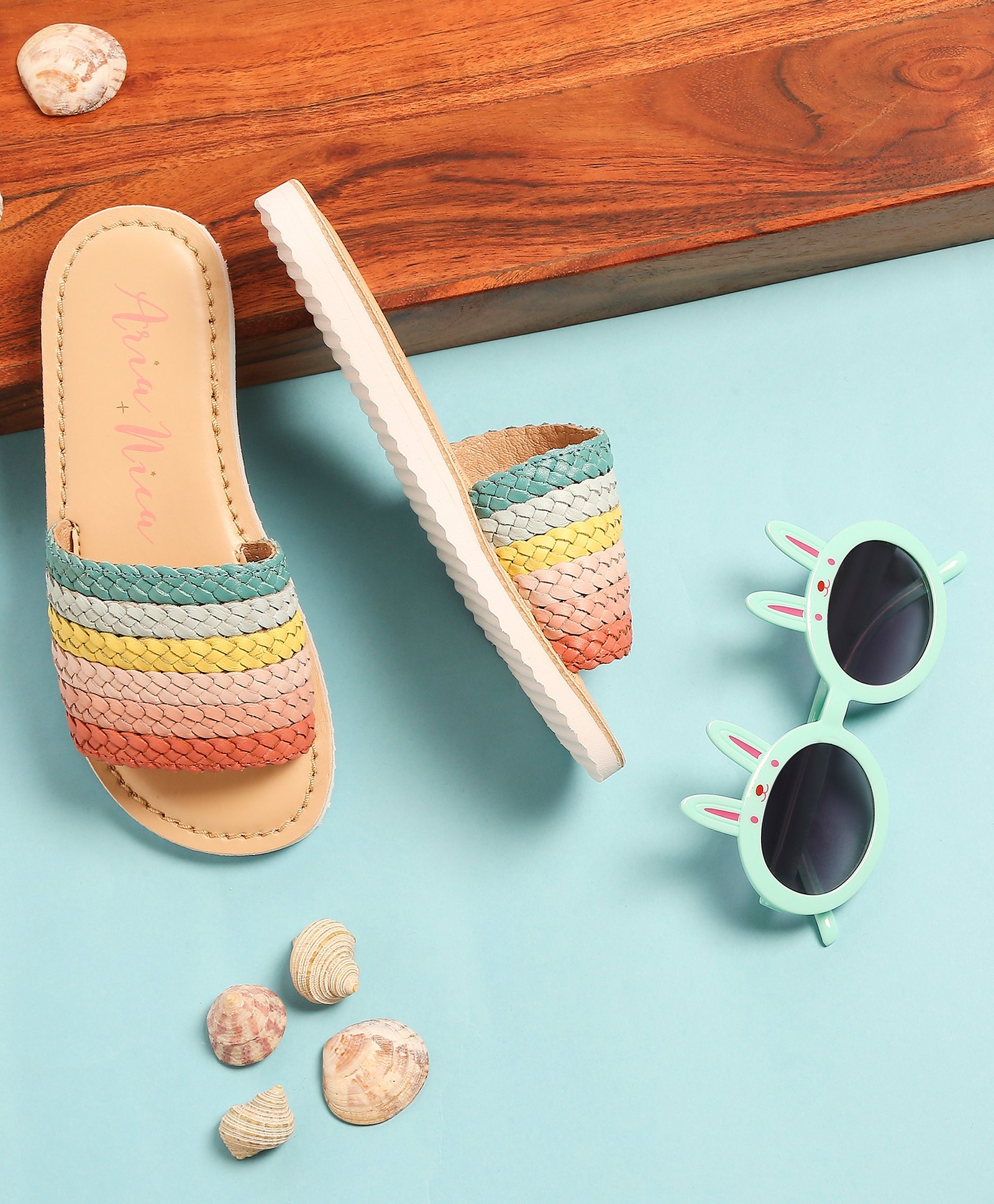 Aria+Nica Braids Detailed Flats - Emerald-picture-10