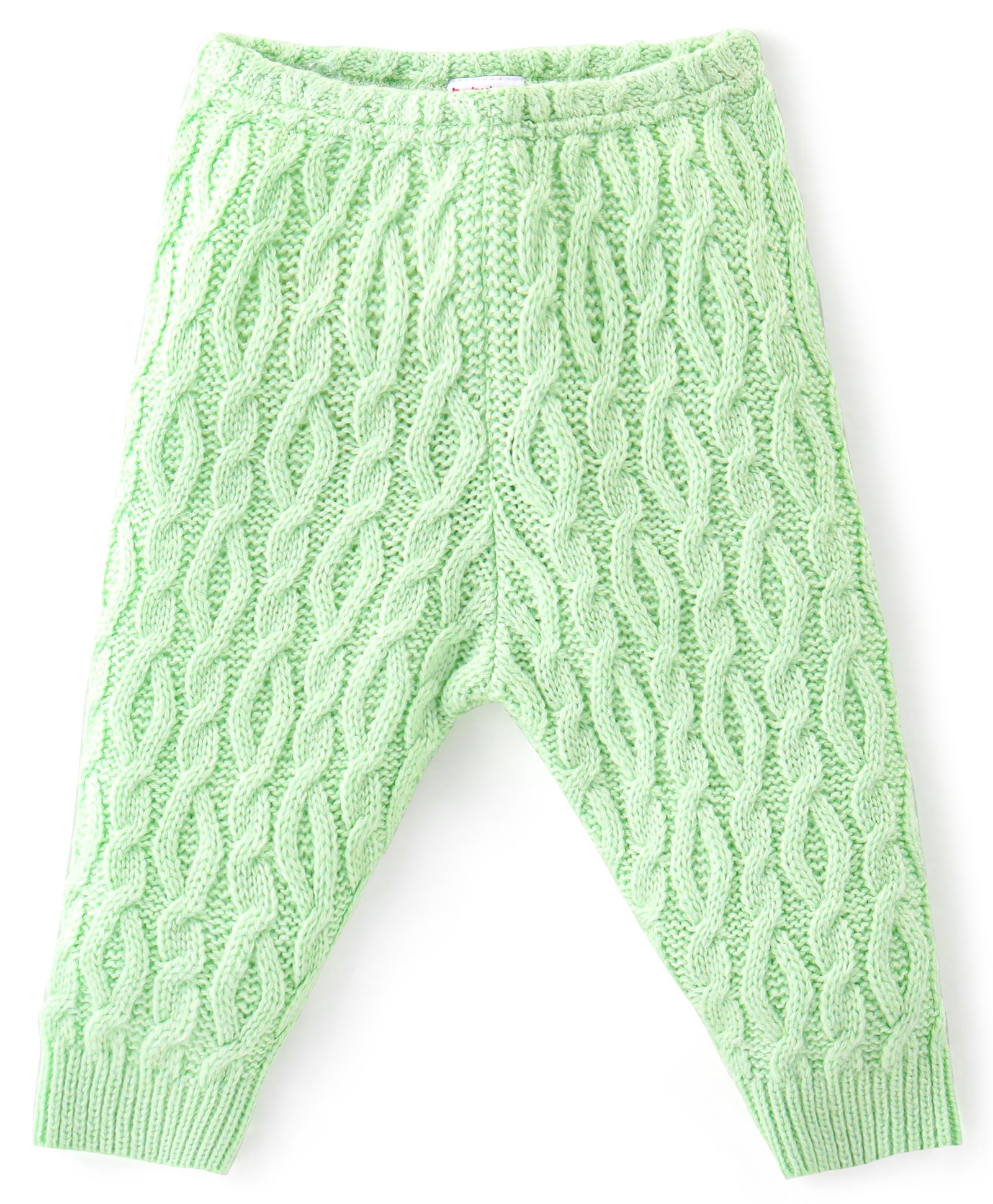 Babyhug Knit Full Length Fleece & Woollen Bottom with Cable Knit Design Solid Colour - Green-image-47
