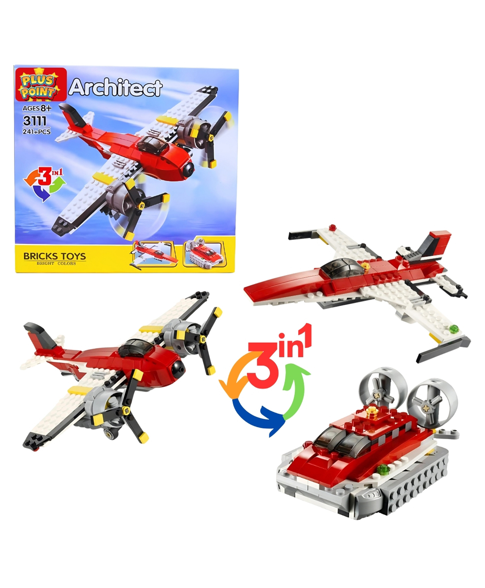 PLUSPOINT Propeller Adventures Architect Toy Blocks 3 in 1 Educational Creative Learning Construction Building Blocks & Bricks Toy for Children age 5+ (241 Pieces)-picture-27