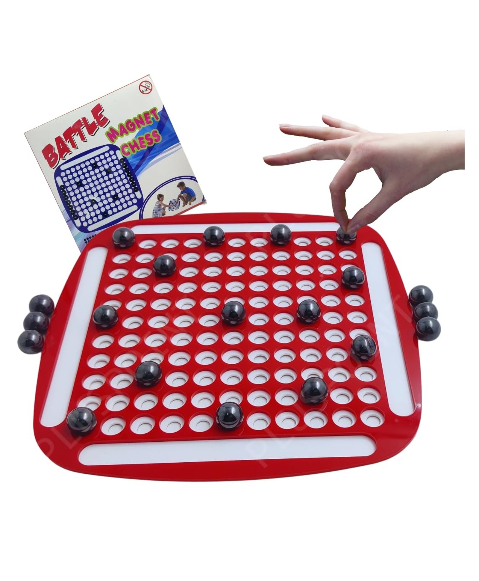 PLUSPOINT Magnetic Chess Game Set New Tabletop chess Game, Magnetic Rocks Game Puzzle Toy Family Party Strategy Game for Kids Adults, Chess Game Board with 20 Magnets-image-0