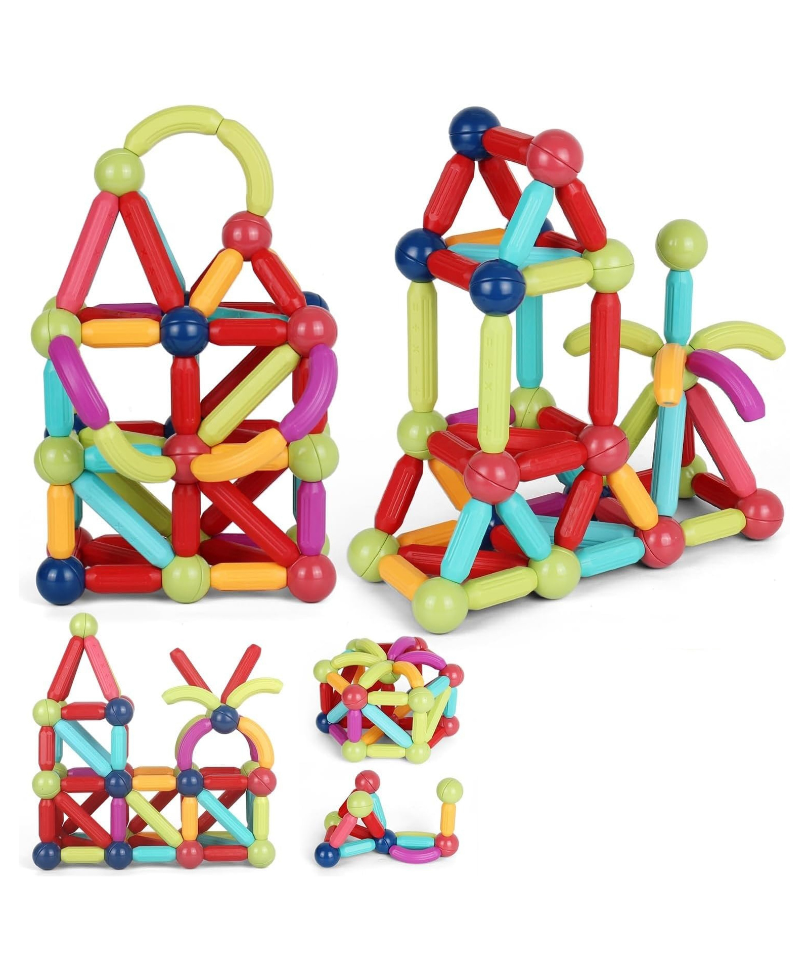 PLUSPOINT Magnetic Blocks Building Toys, Kids STEM Toys for Preschool Toddler,Educational Magnetic Sticks and Balls Learning Toys, Construction Sensory Toys Birthday Gifts 3+ Year Old Girls Boys (36)-picture-21