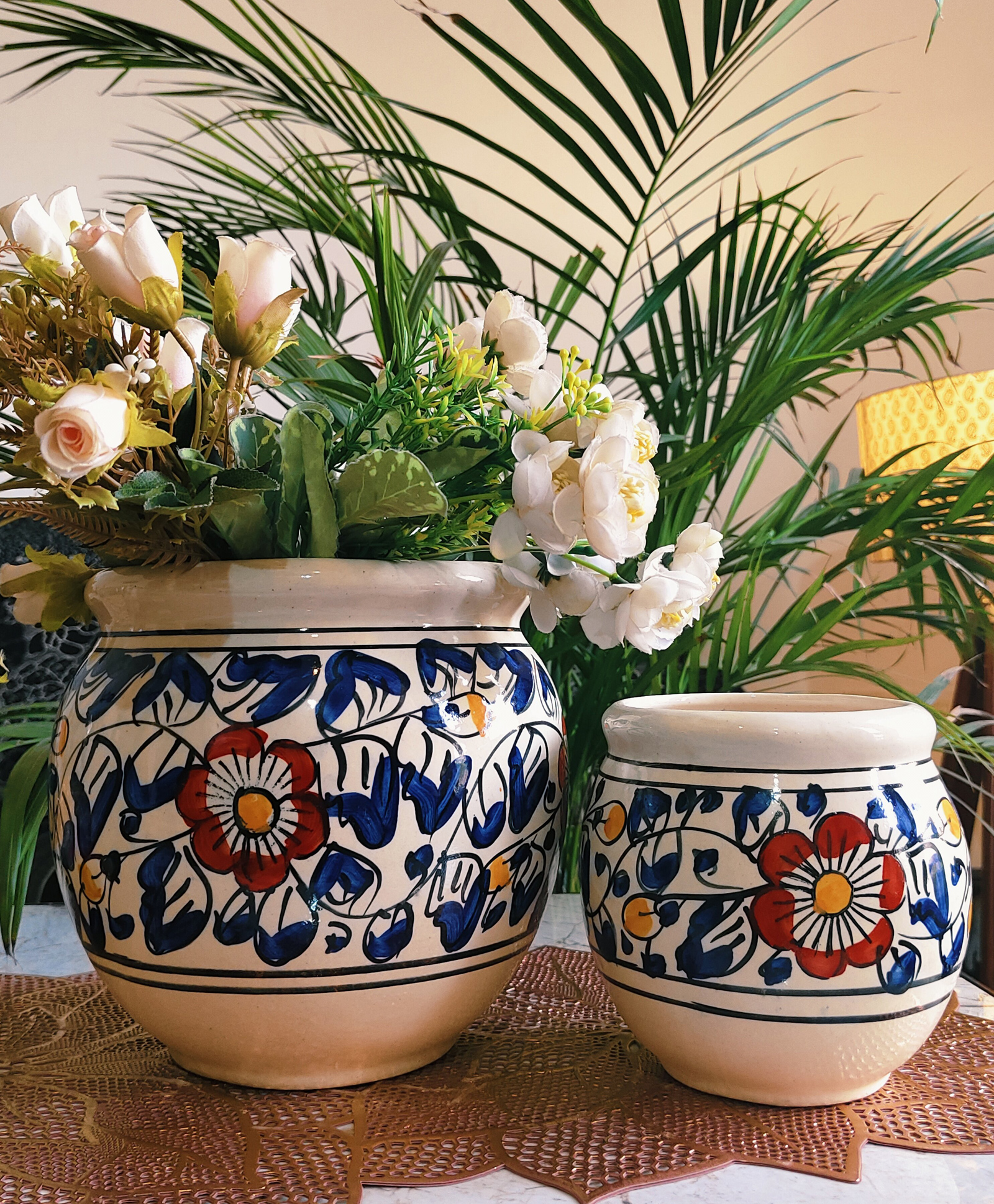 Niyara Multicolor Designer Handmade Handi Combo Ceramic planters Pot for Indoor Outdoor Home-image-4
