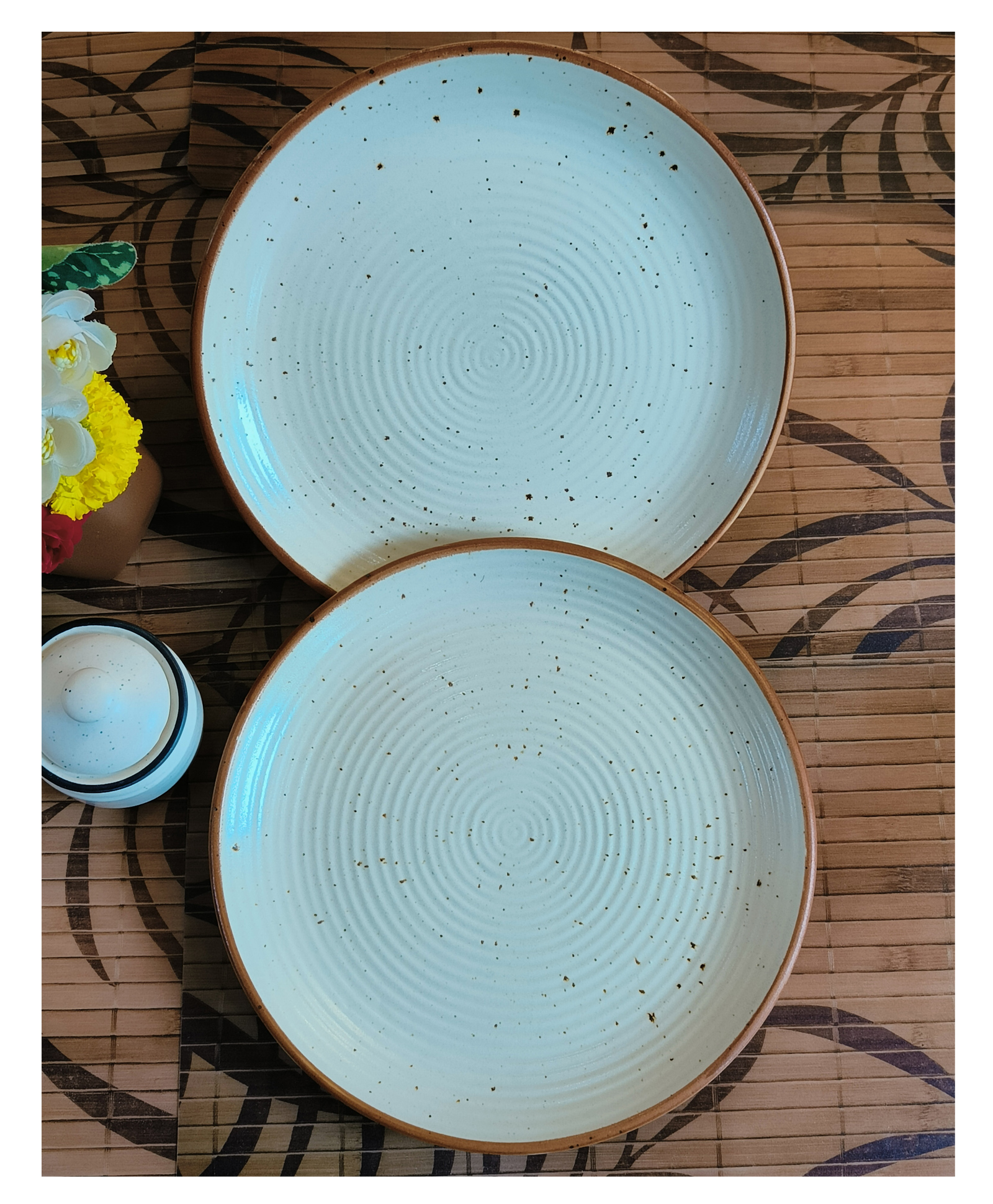 Niyara Stoneware Handmade Ceramic Stylish Full Size Dinner Plates Microwave & Dishwasher Safe -Set of 2 (White (Set of 2))-image-20