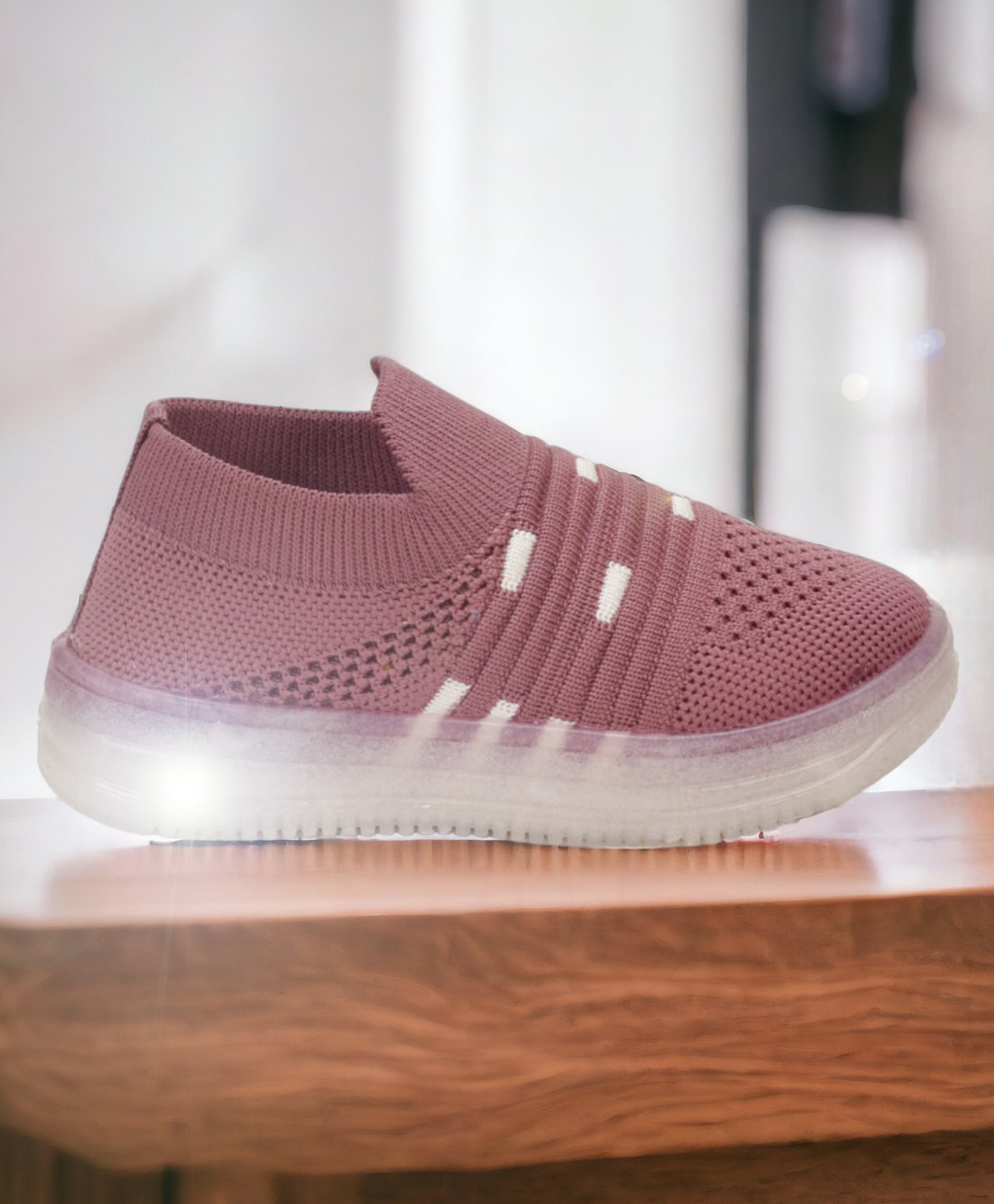Lil Lollipop Mesh Detailed Slip On LED Shoes - Mauve-image-47