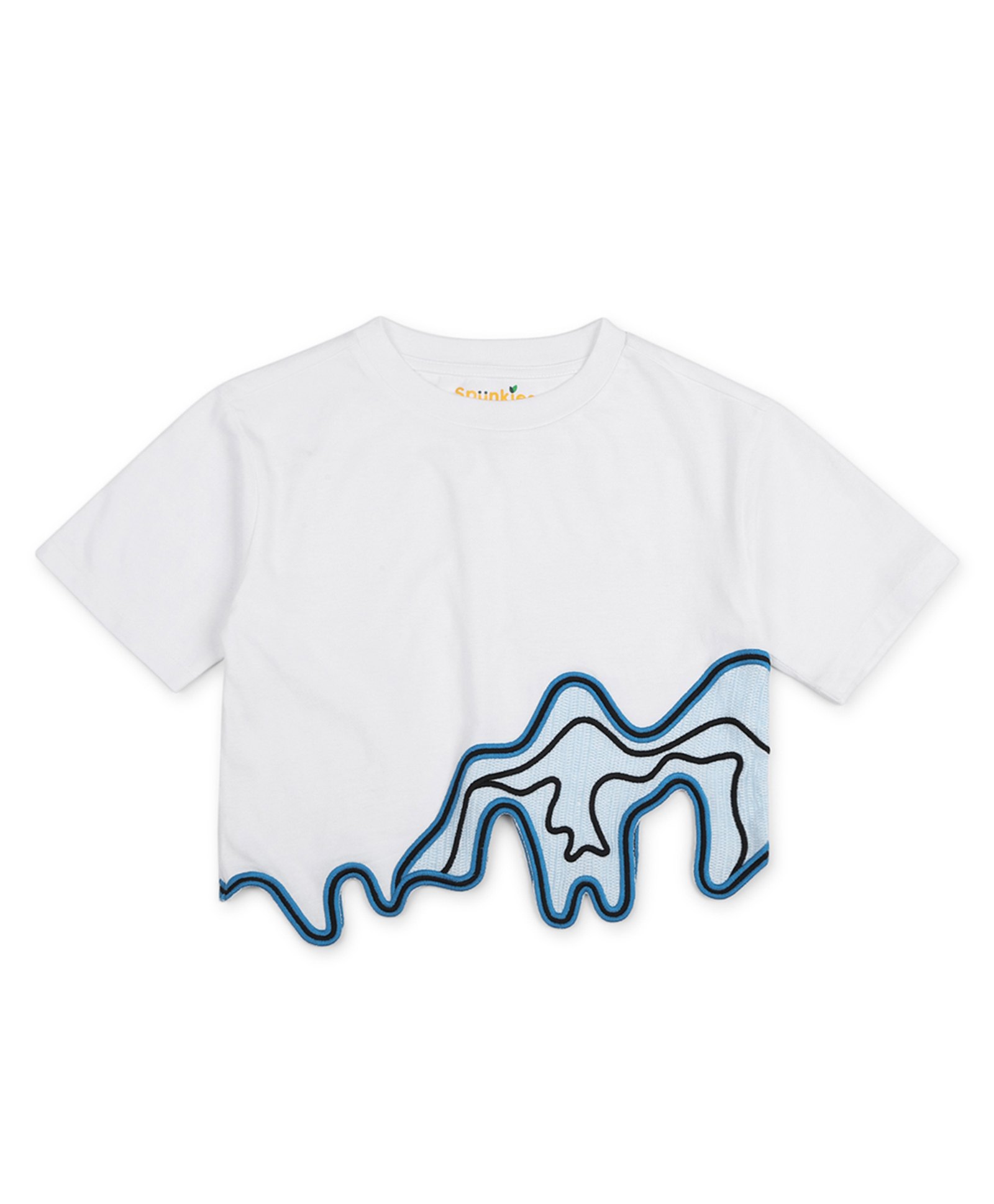 Spunkies Half Sleeves Abstract Design Embroidered Top - White-picture-11