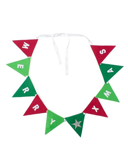 Li'll Pumpkins Merry X-Mas Triangle Buntings - Red & Green-image-1