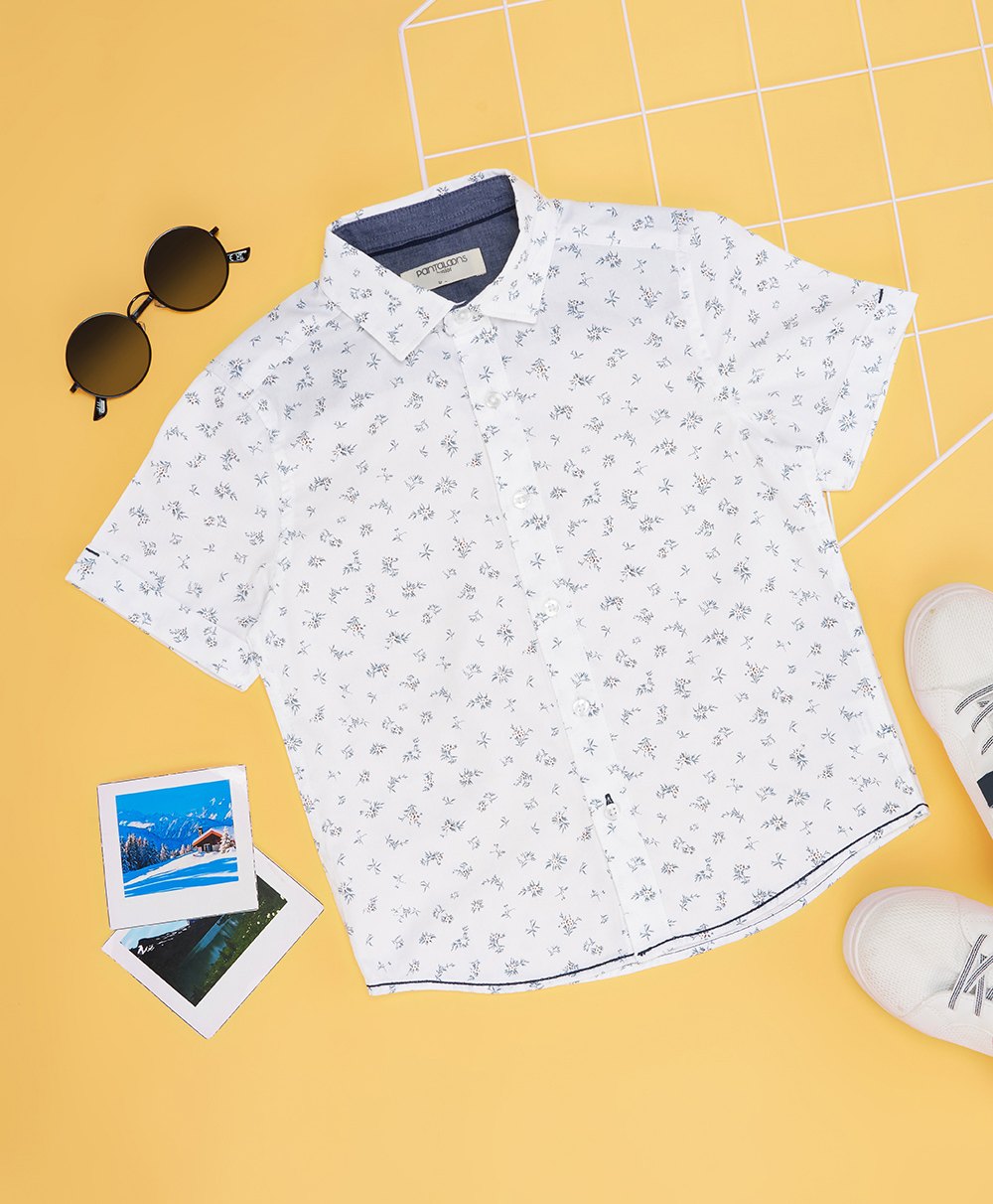 Pantaloons Junior Half Sleeves Abstract Printed Shirt - Bright White-picture-42