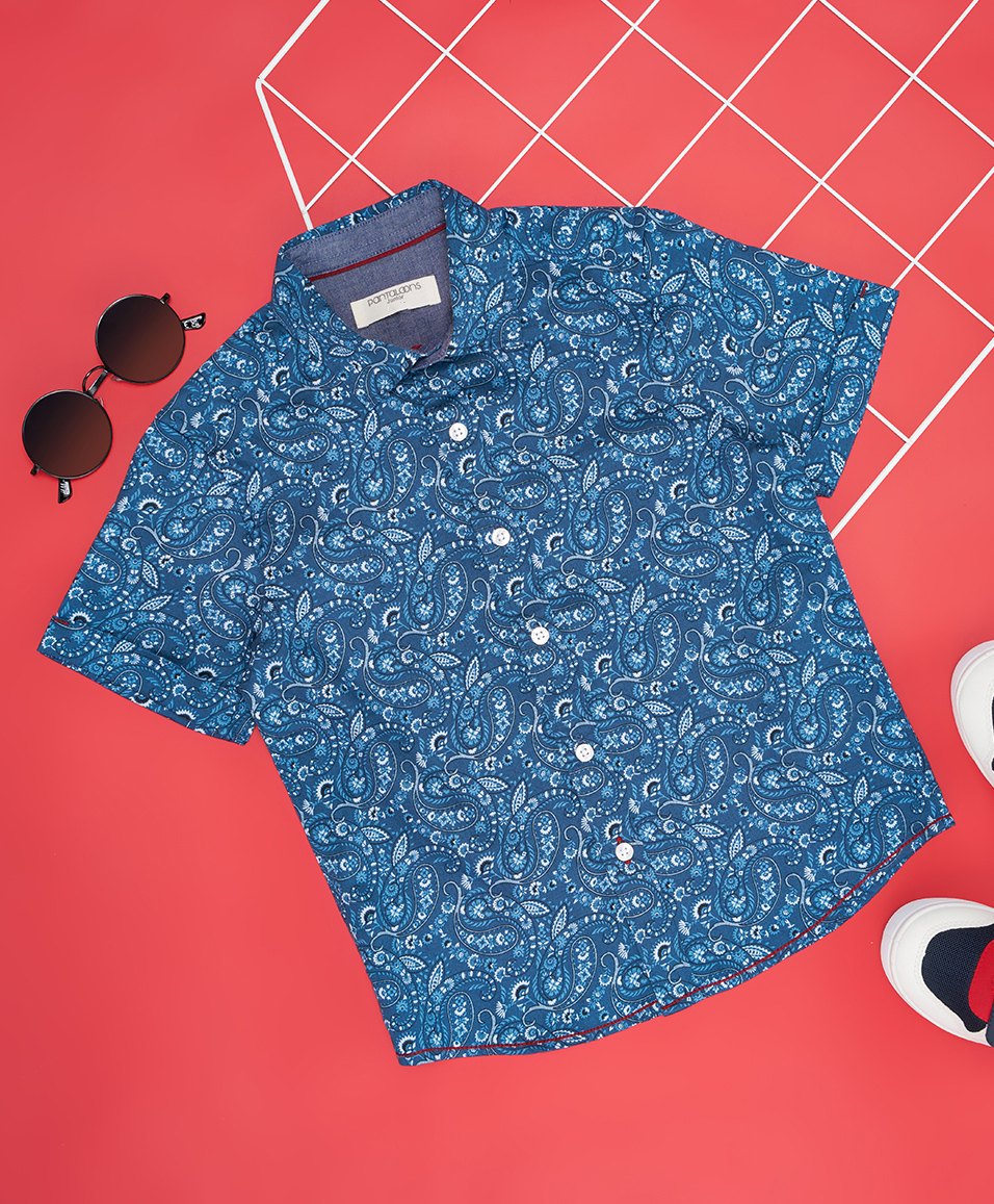 Pantaloons Junior Half Sleeves Paisley Printed Shirt - True Navy-picture-22