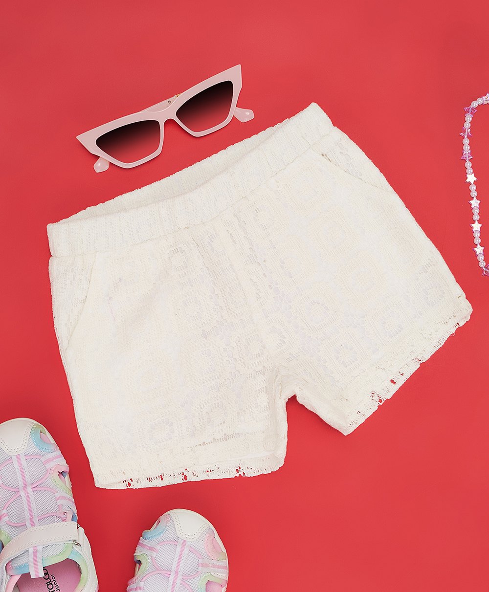 Pantaloons Junior Lace Detailed Shorts - Snow White-picture-14