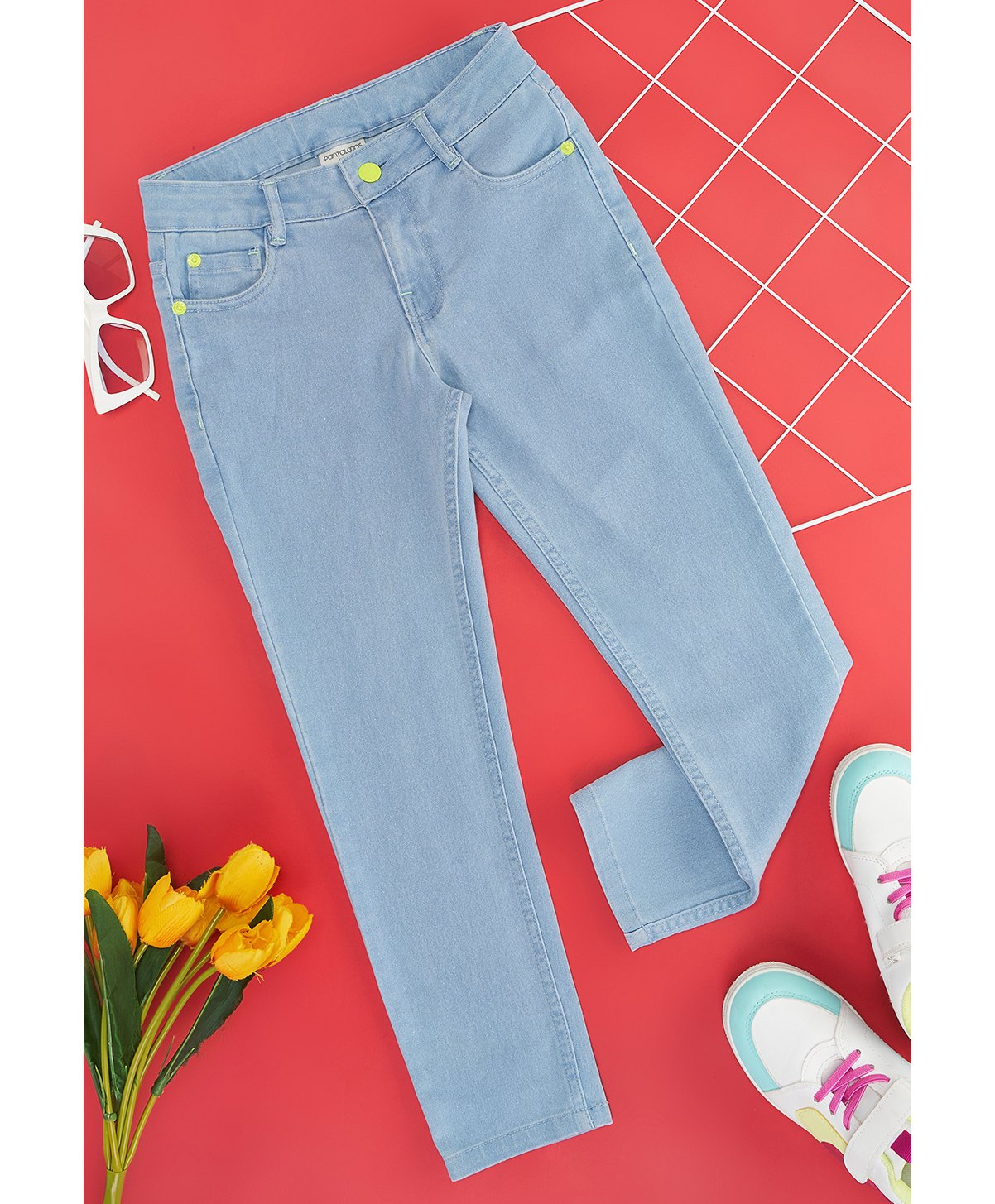 Pantaloons Junior Cotton ElastaneSolid Jeans - Air Blue-image-28