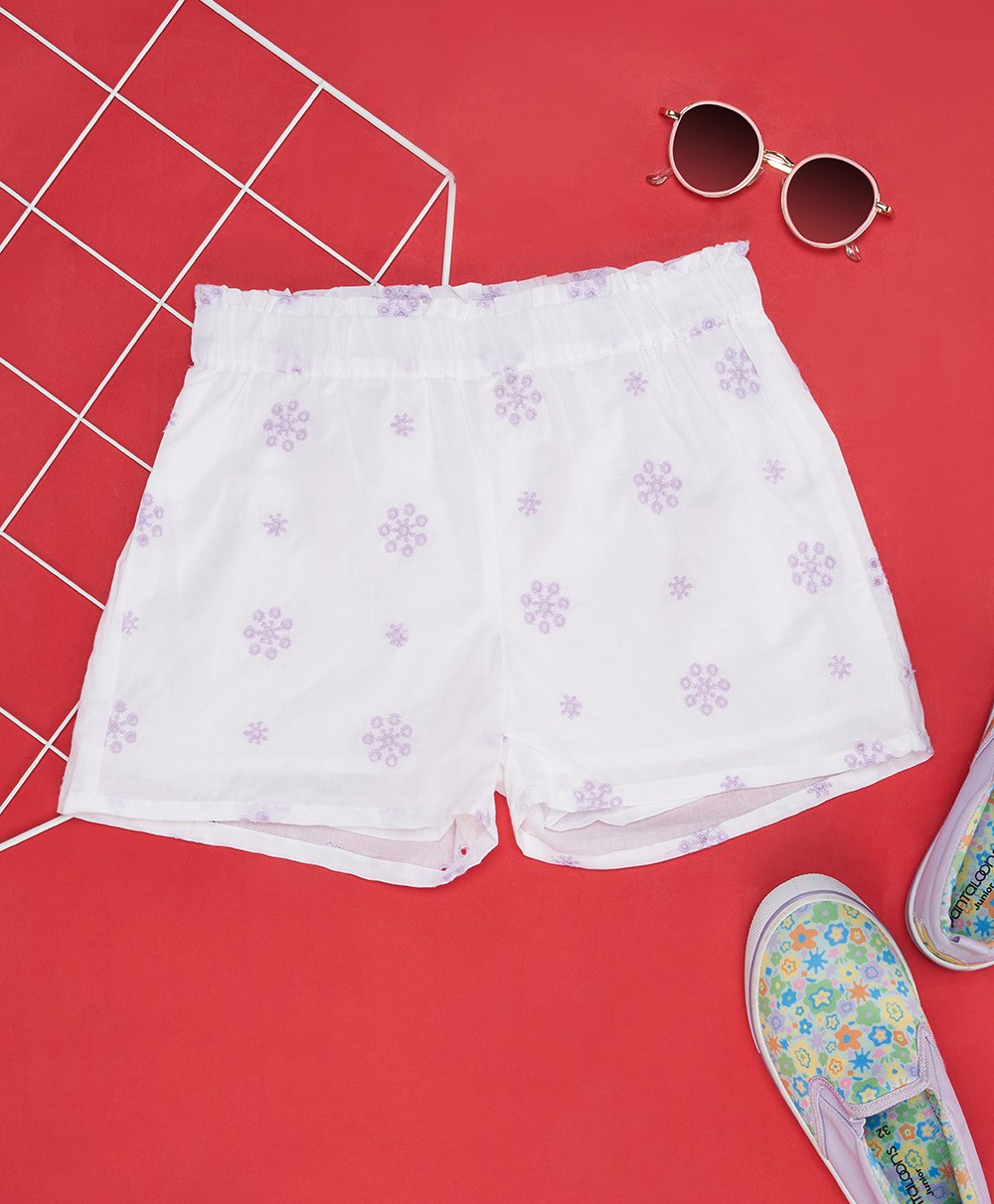 Pantaloons Junior Snow Flakes Printed Shorts - Bright White-picture-11