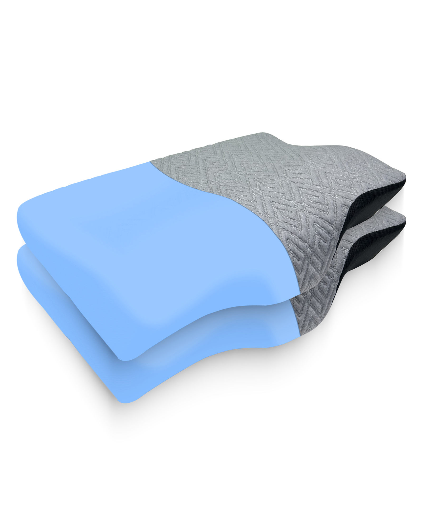 Sleepsia Premium Fabric Gel Infused Memory Foam Pillow, Contour Cervical Pillow for Neck (Grey/Black, Pack of 2)-image-27