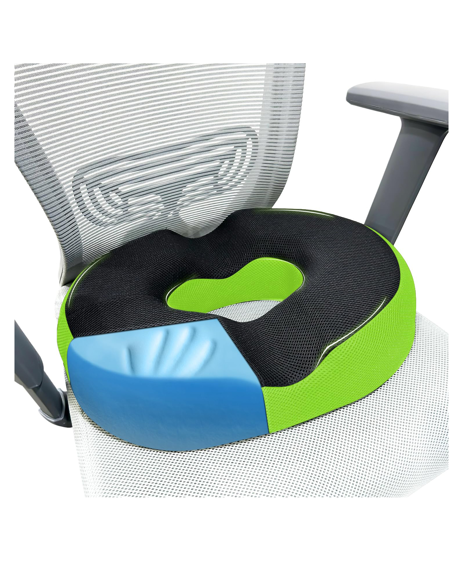 Sleepsia Cool Gel Memory Foam Donut Pillow | Piles Pillow, Tailbone Pain Seat Support for Lower Back, Hemorrhoids, Ring Pillow (Black/Green)-picture-19