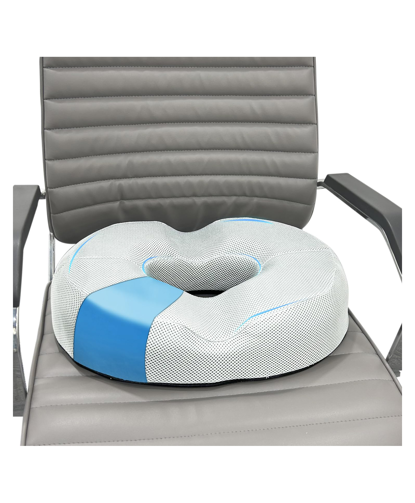 Sleepsia Cool Gel Memory Foam Donut Pillow | Piles Pillow, Tailbone Pain Seat Support for Lower Back, Hemorrhoids, Ring Pillow (Grey)-picture-7
