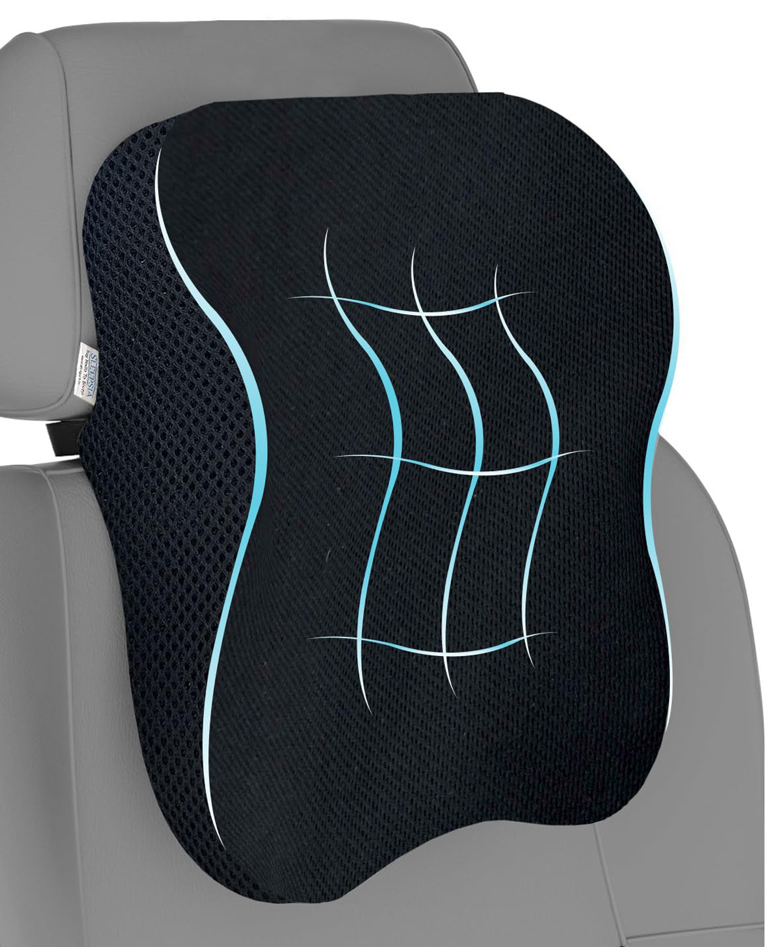 Sleepsia Ultimate Home & Car Neck Rest Pillow | 100% Memory Foam Car Ergonomic Seat Headrest Neck Pillow for Cervical Support - (Large, Black) Suitable for All Cars-picture-17