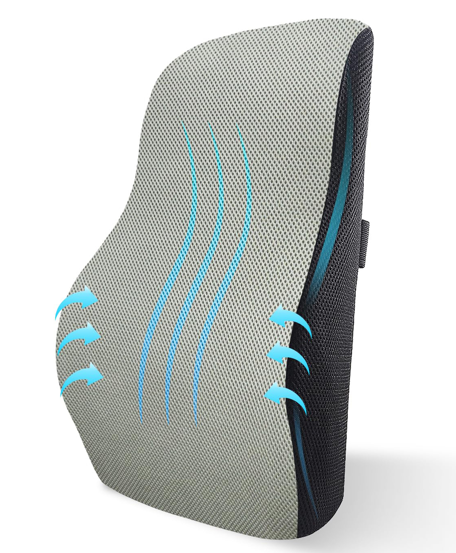 Sleepsia Memory Foam Lumbar Support - Orthopedic Back Cushion | Back Rest for Car and Office Chair | Back Pain Relief Spine Alignment Sitting Pillow with Removable Cover (Grey/Black)-image-44