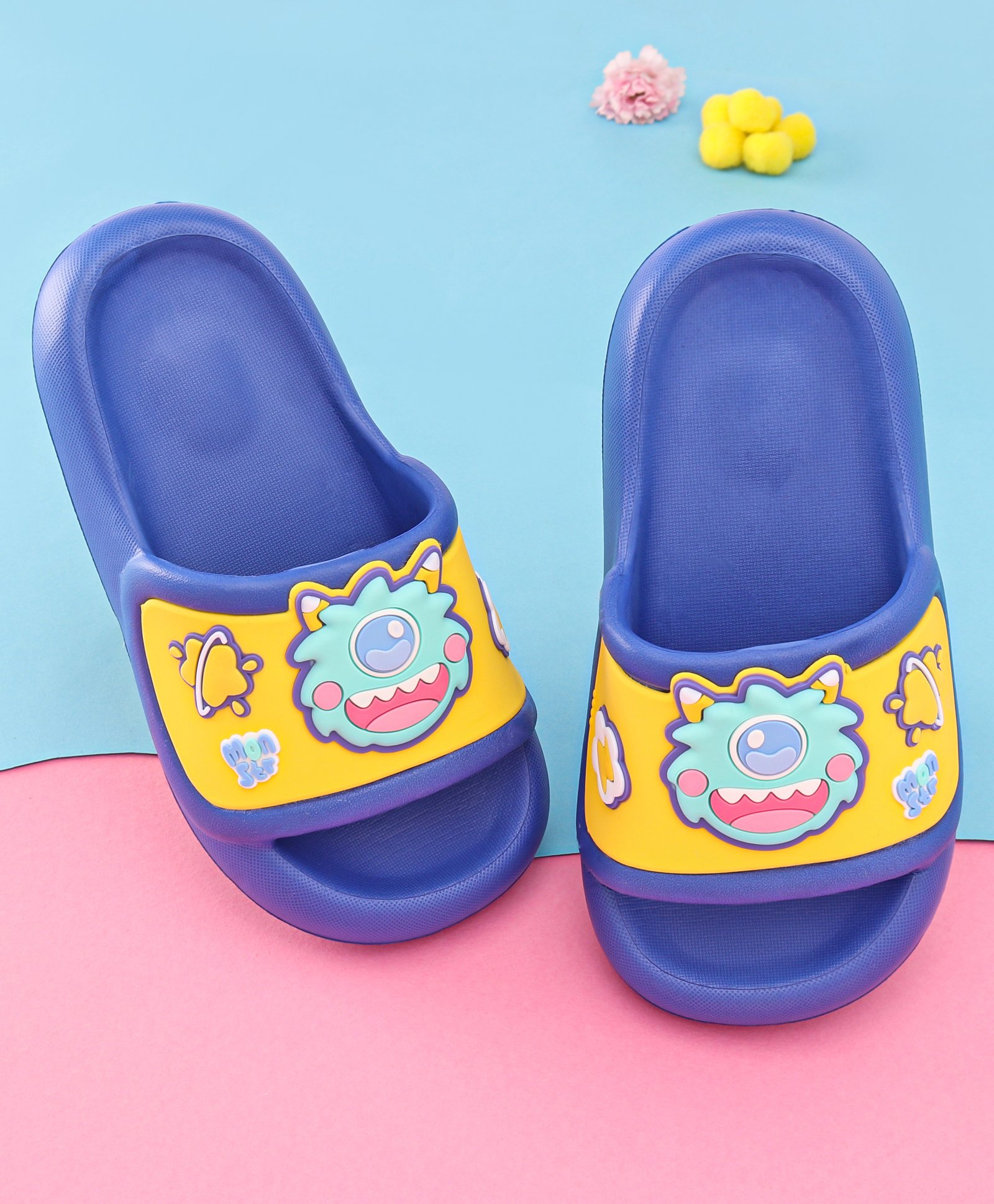 Oh! Pair Slip On Clogs with Monster Applique - Blue-picture-22