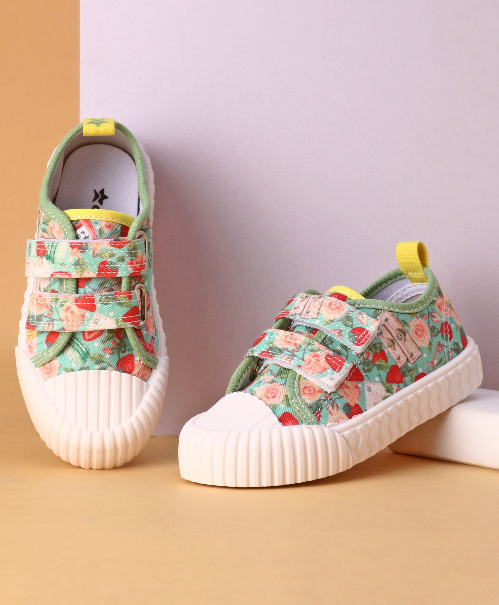 Cute Walk by Babyhug Slip On Casual Shoes with Velcro Closure & Floral Print - Green-picture-36