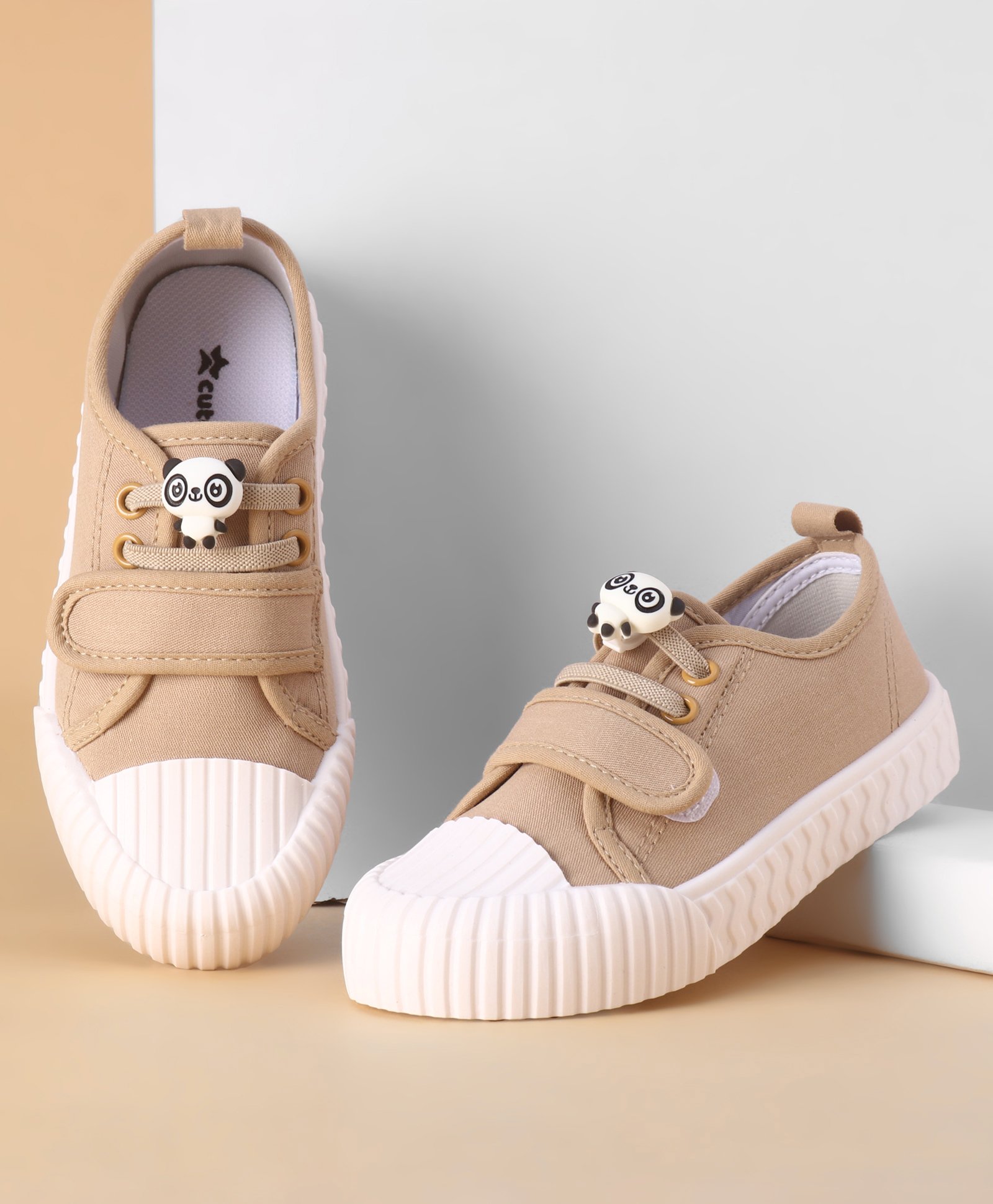 Cute Walk by Babyhug Casual Shoes with Velcro Closure Panda Applique - Khaki-picture-25