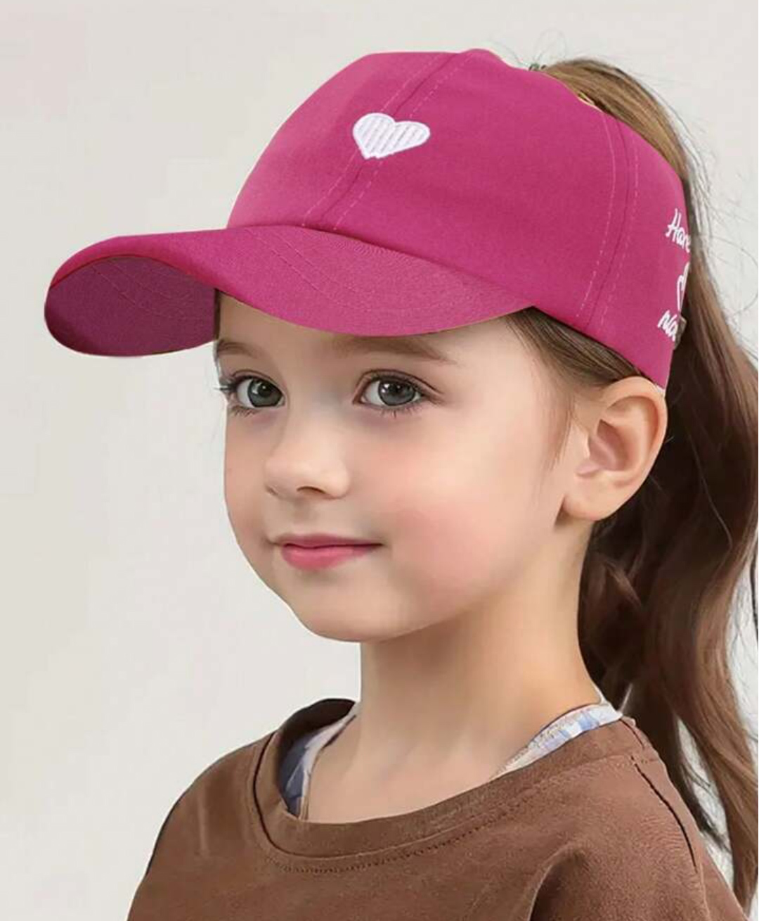 Ziory Cotton Heart Designed Cap - Fushia-image-34